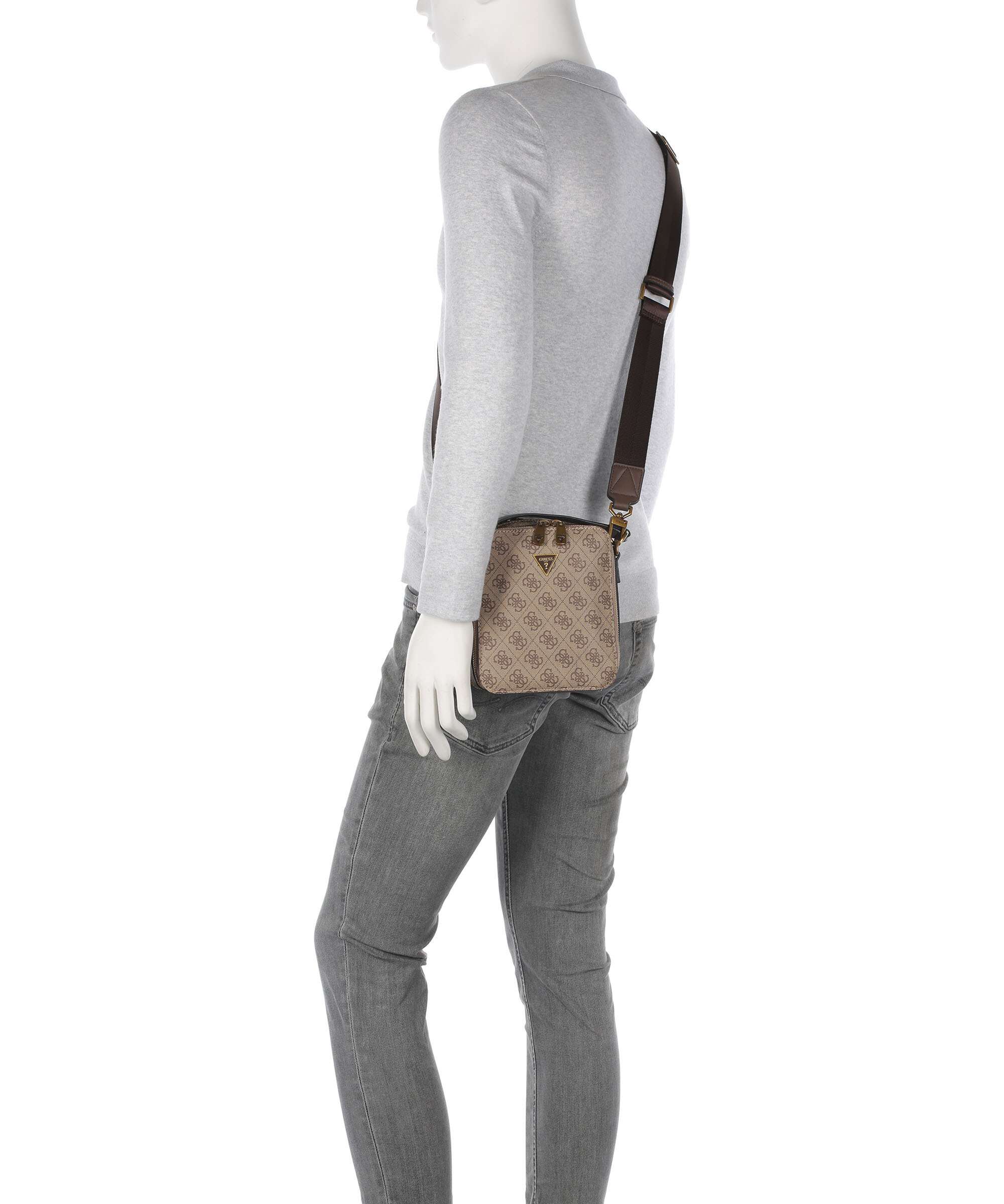 Guess Torino 4G Eco Crossbody bag beige/brown
