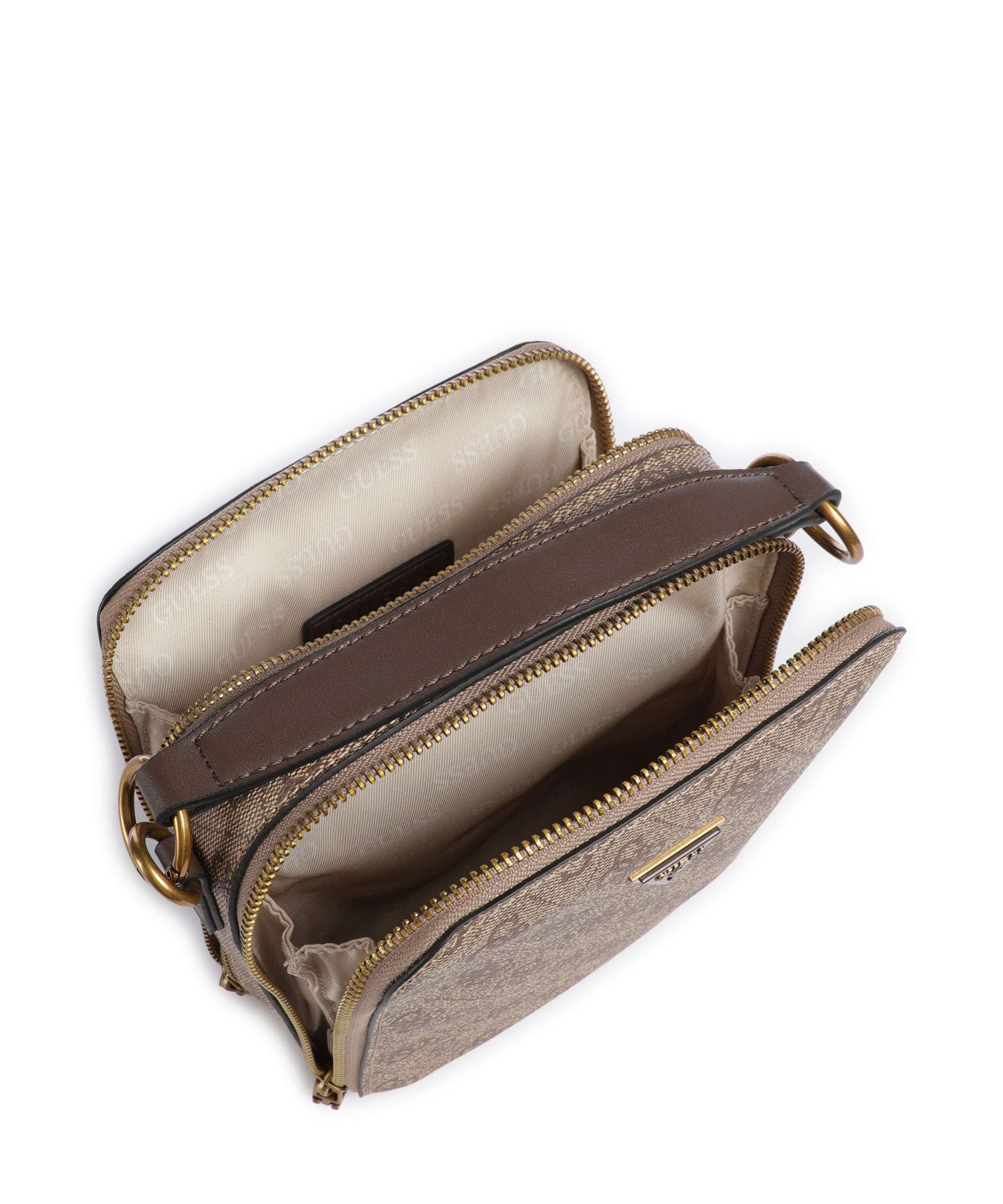 Guess Torino 4G Eco Crossbody bag beige/brown