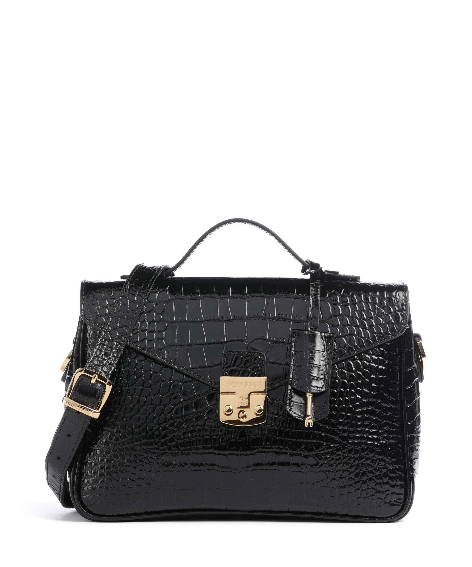Maison Mollerus Croco Marly Crossbody bag classic schwarz
