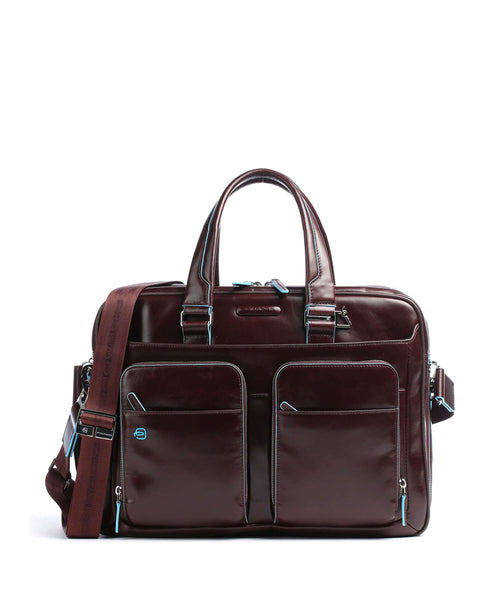 Piquadro Blue Square Briefcase mahogany