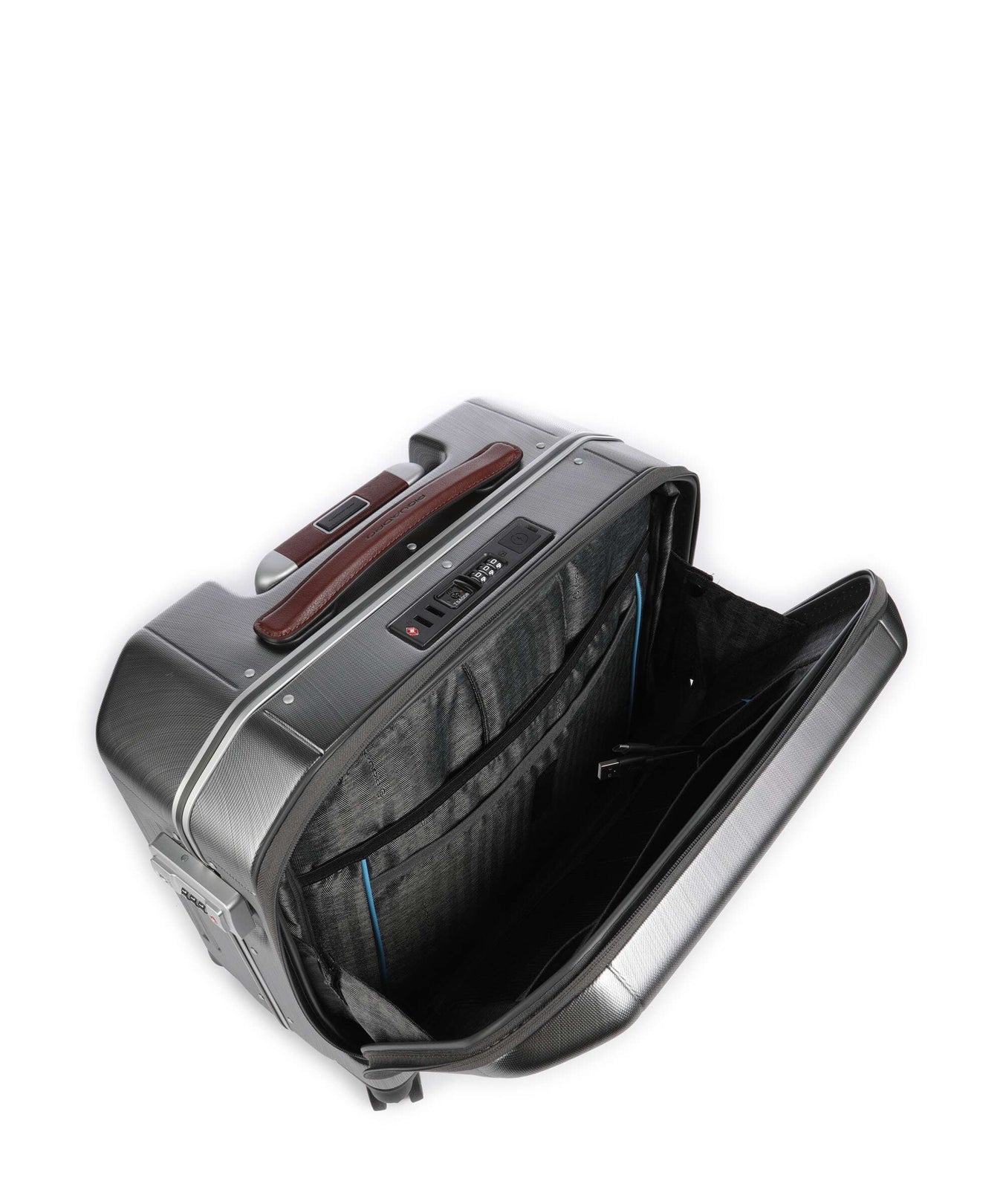 Piquadro PQ-LM Rolling briefcase nero/cuoio