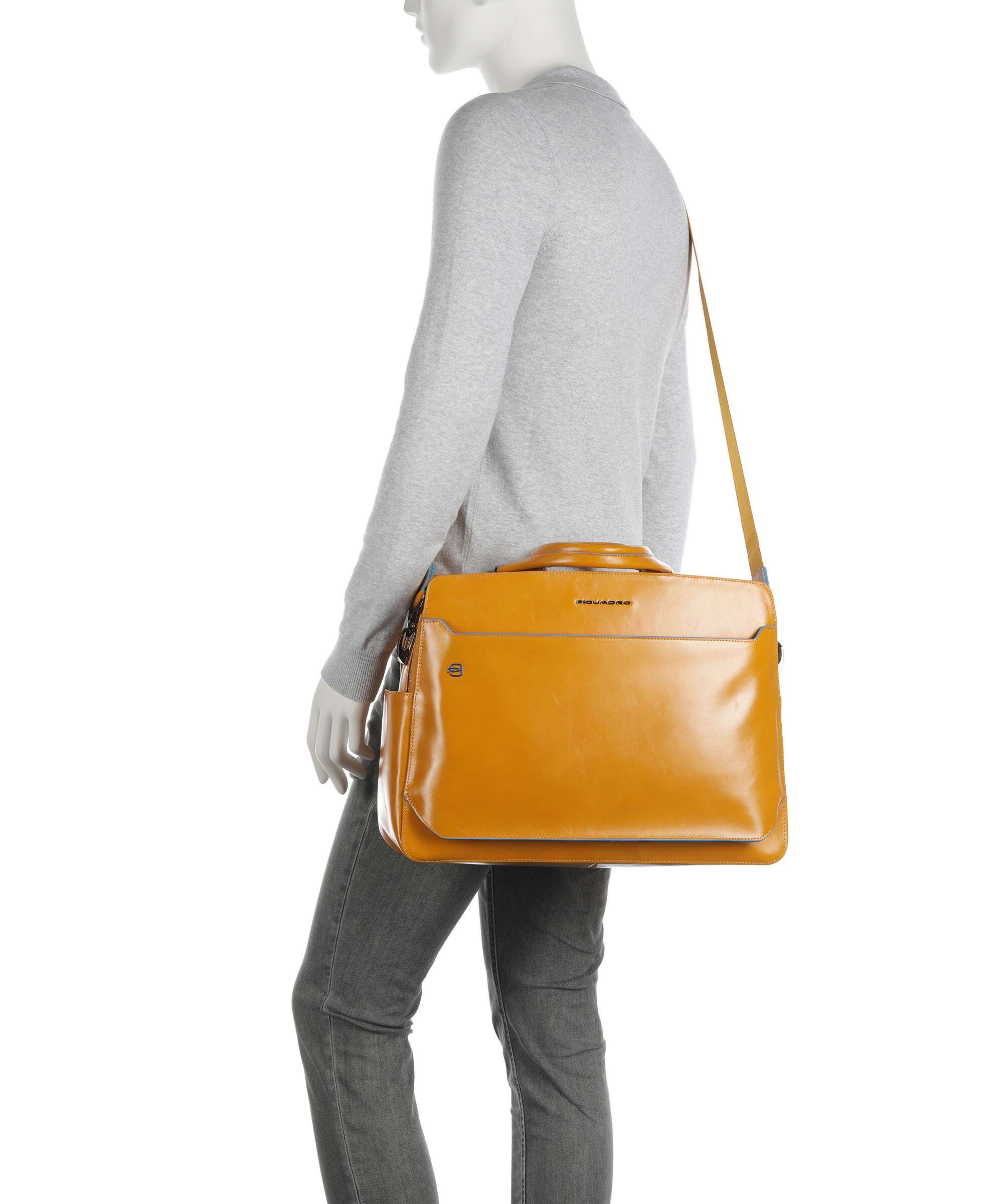 Piquadro Blue Square Briefcase giallo zafferano