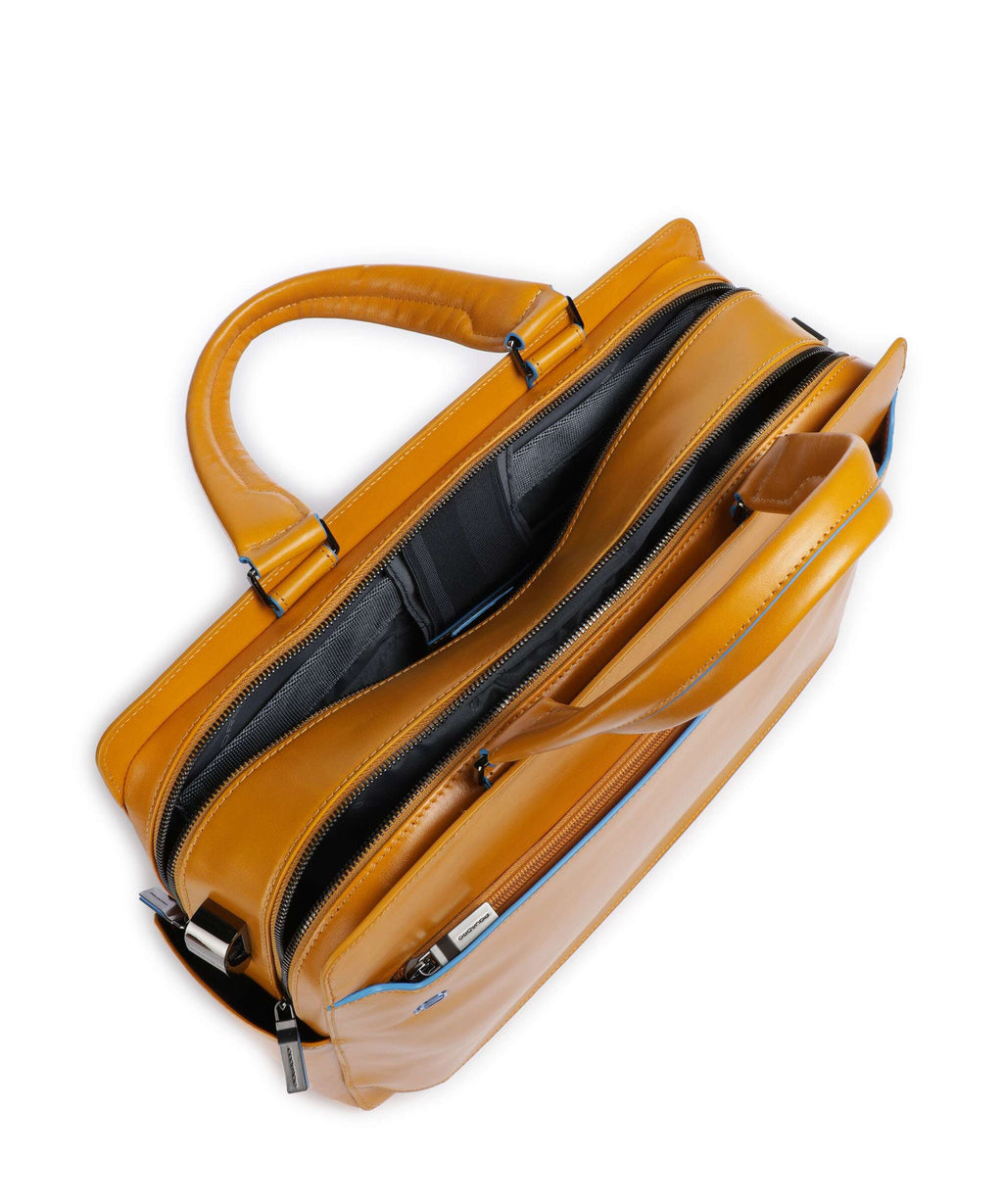 Piquadro Blue Square Briefcase giallo zafferano