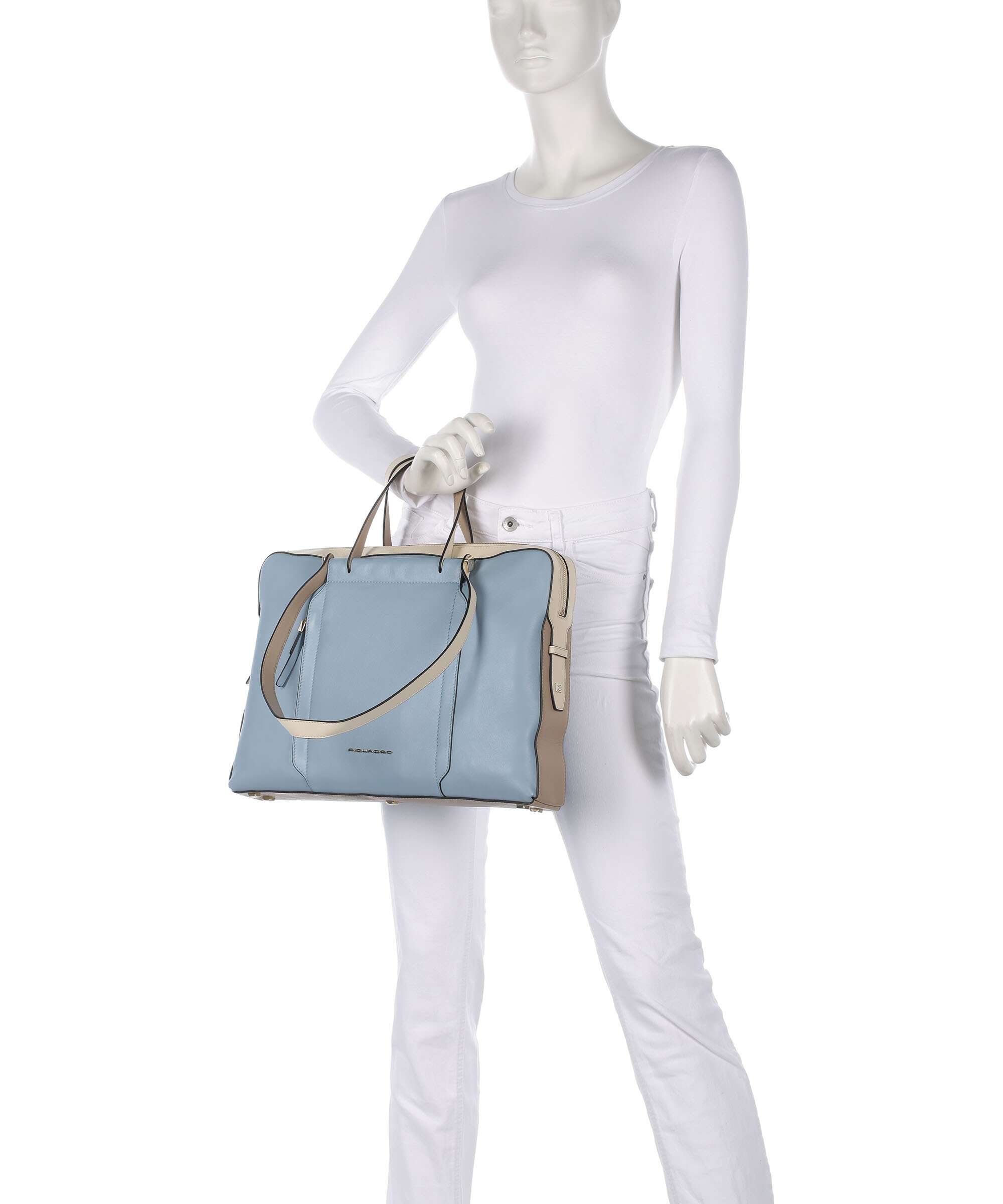 Piquadro W92 Briefcase light blue/beige