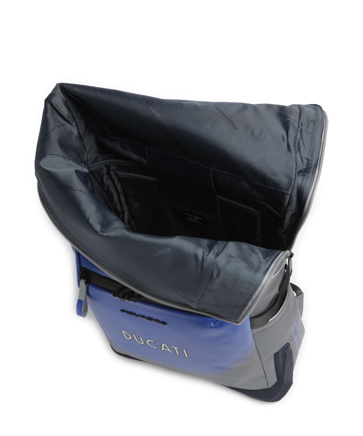 Piquadro Ducati C2OWD Rolltop backpack silver/blue