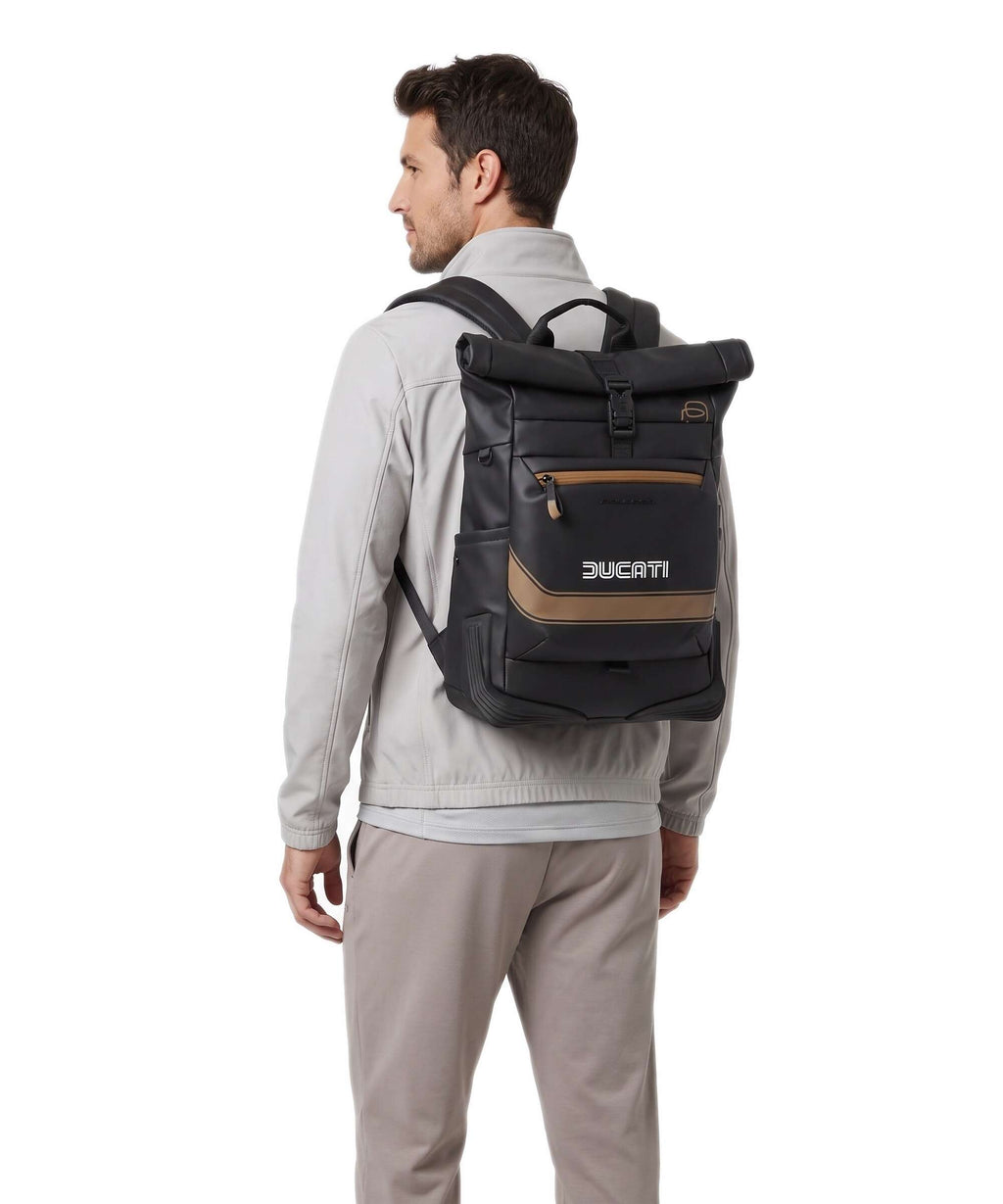 Piquadro Ducati C2OWD Rolltop backpack black/gold