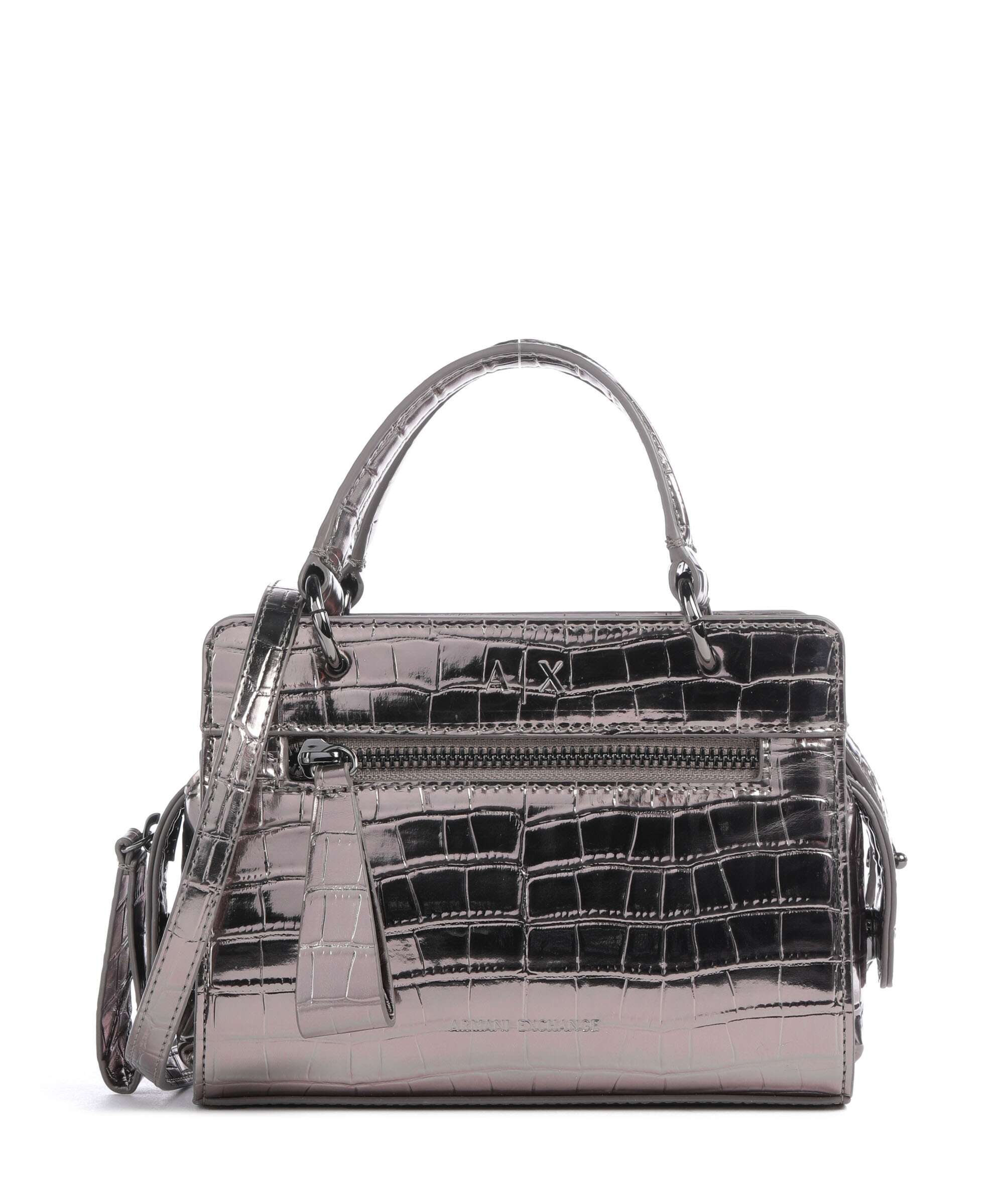 Armani Exchange Diane Mini Croco Crossbody bag gunmetal