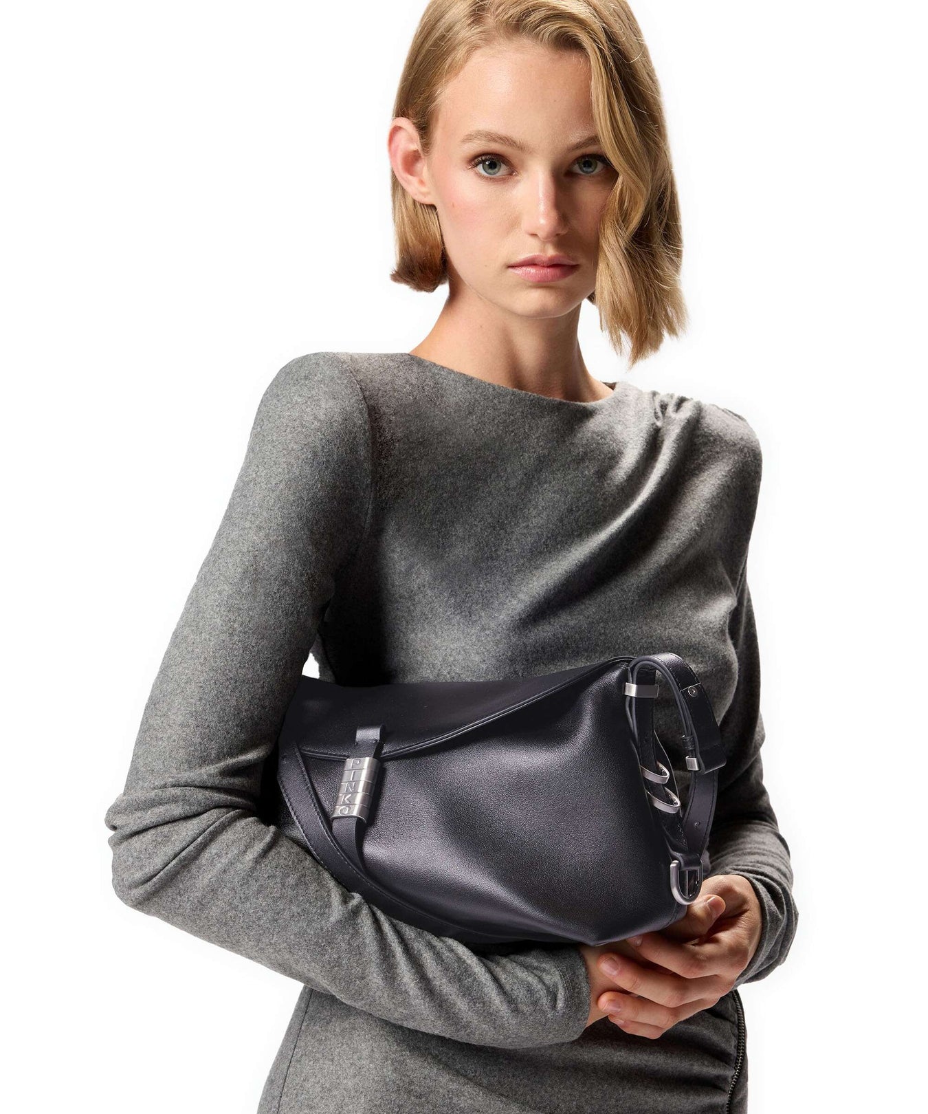 Pinko Saddle Shoulder bag nero limousine/matt silver