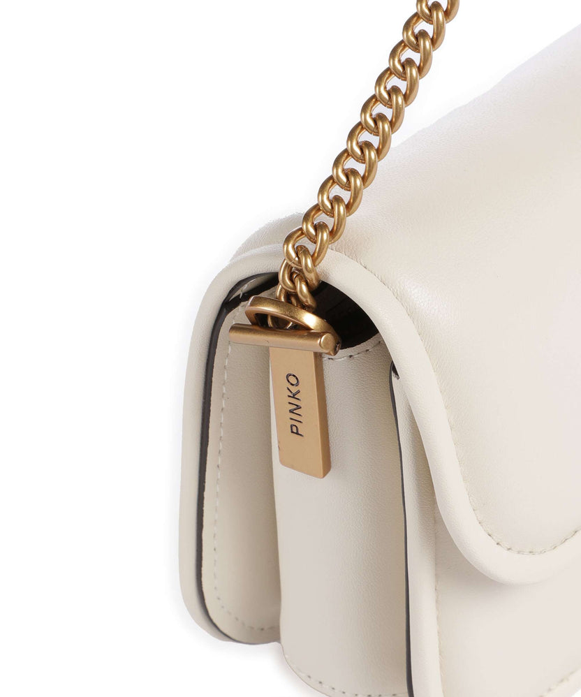 Pinko Love Box Horizontal Shoulder bag bianco seta/antique gold