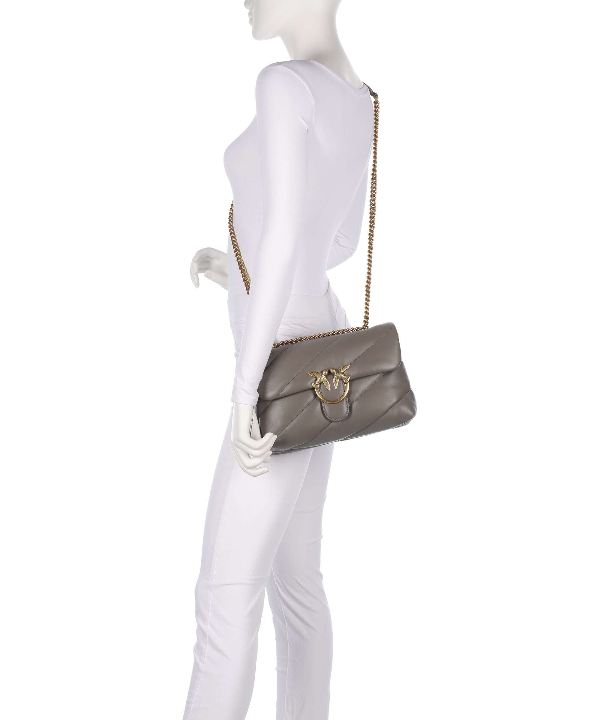 Pinko Love Puff Classic Shoulder bag grigio asfalto/antique gold