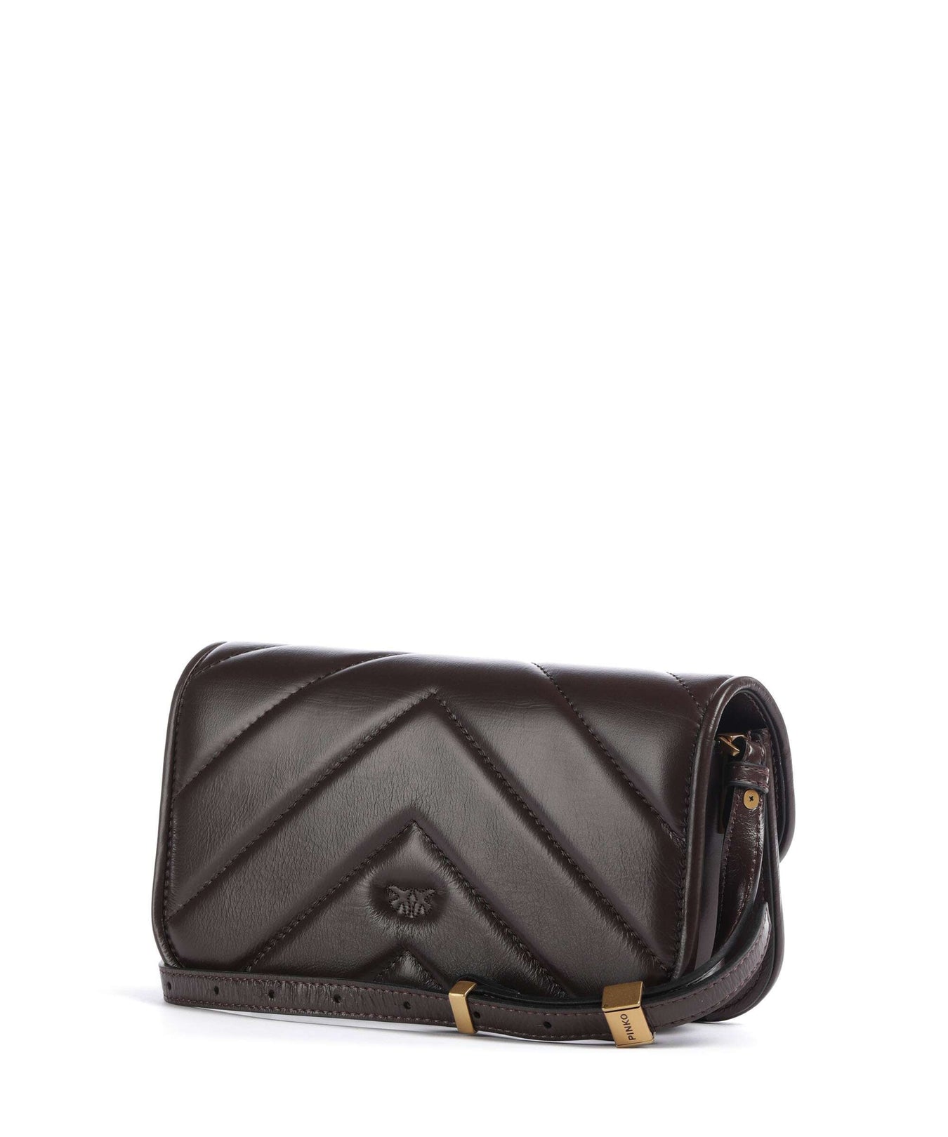 Pinko Love Box Horizontal Shoulder bag rosso mogano/antique gold