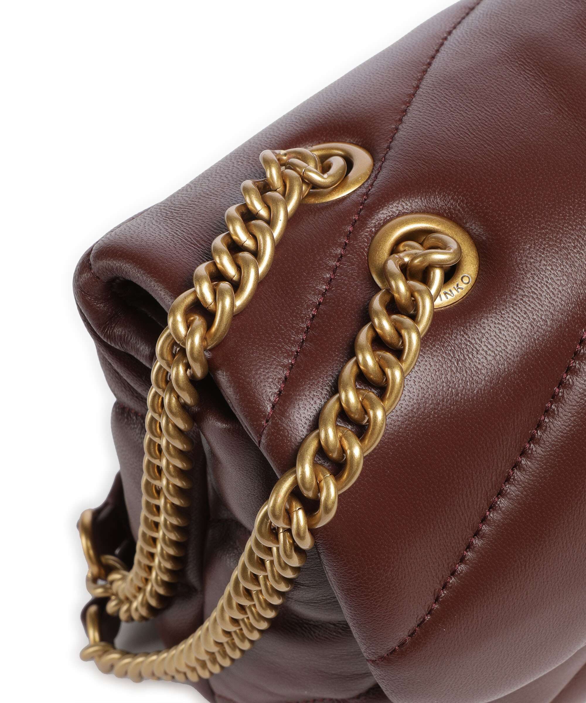 Pinko Love Puff Classic Shoulder bag rosso vino/antique gold