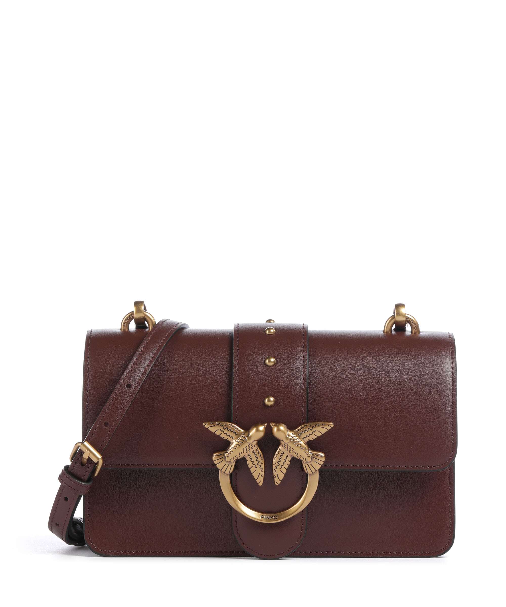 Pinko Love One Mini Crossbody bag burgundy wine/antique gold