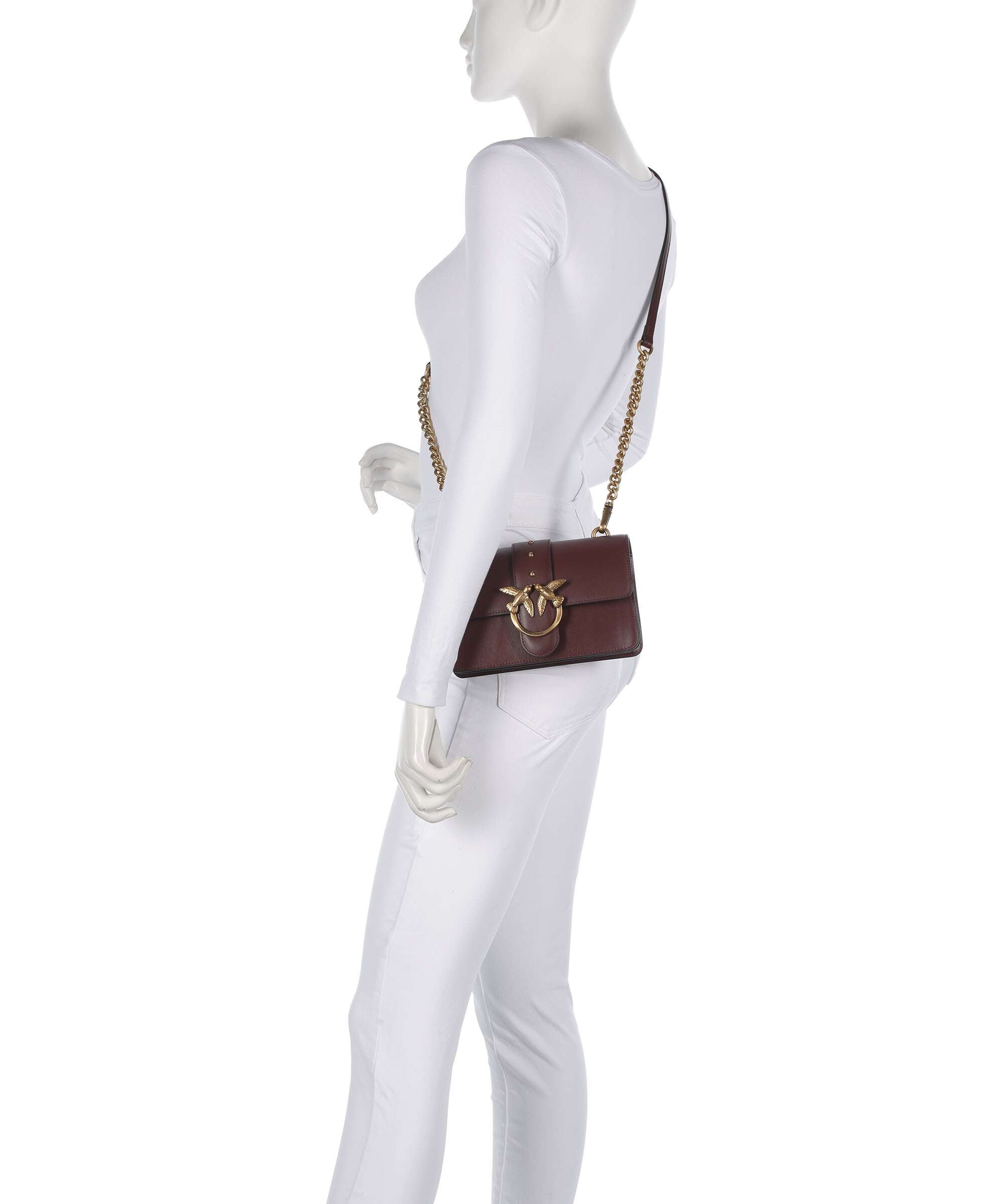 Pinko Love One Mini Crossbody bag burgundy wine/antique gold