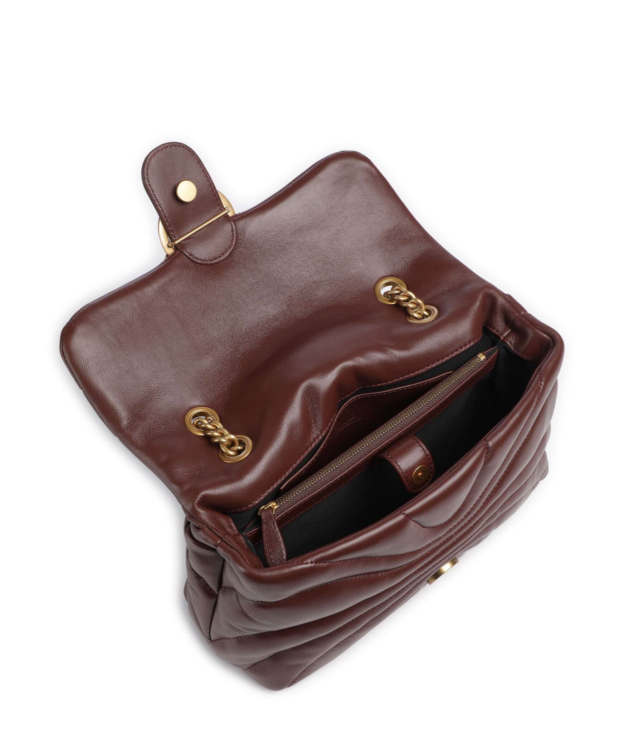 Pinko Love Puff Classic Shoulder bag burgundy wine/antique gold