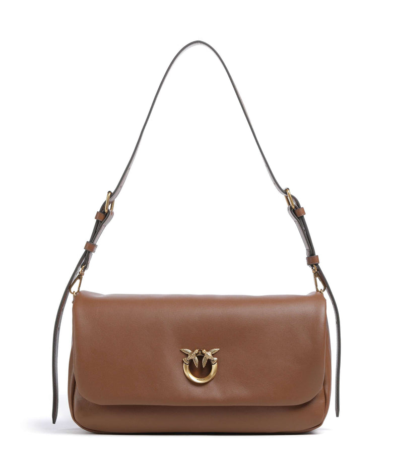 Pinko Click Soft Horizontal Shoulder bag marrone/leone/antique gold