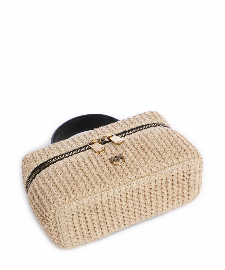 Pinko Vanity Soft Mini Crossbody bag rafia/nero/antique gold
