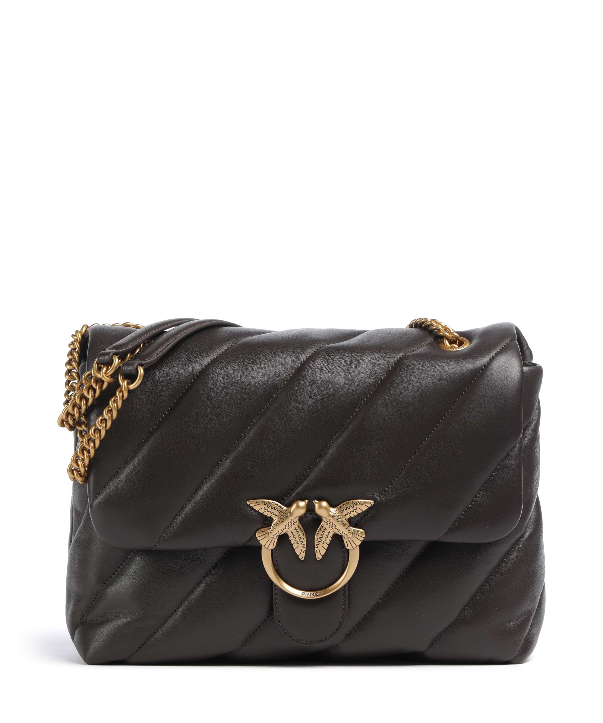 Pinko Love Puff Big Shoulder bag marrone marasca/antique gold