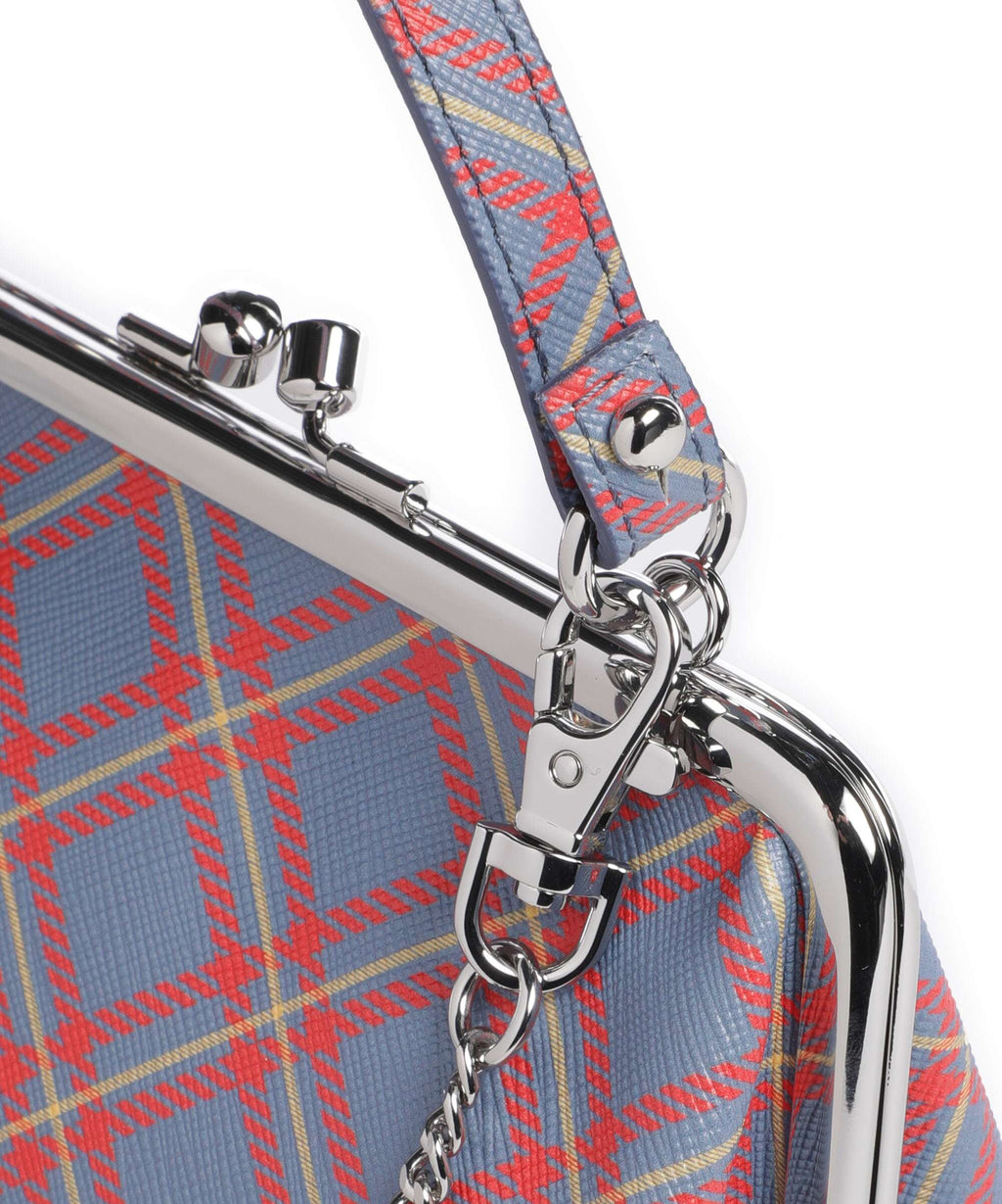 Vivienne Westwood Granny Frame Saffiano Printed Handbag blue/orange tartan