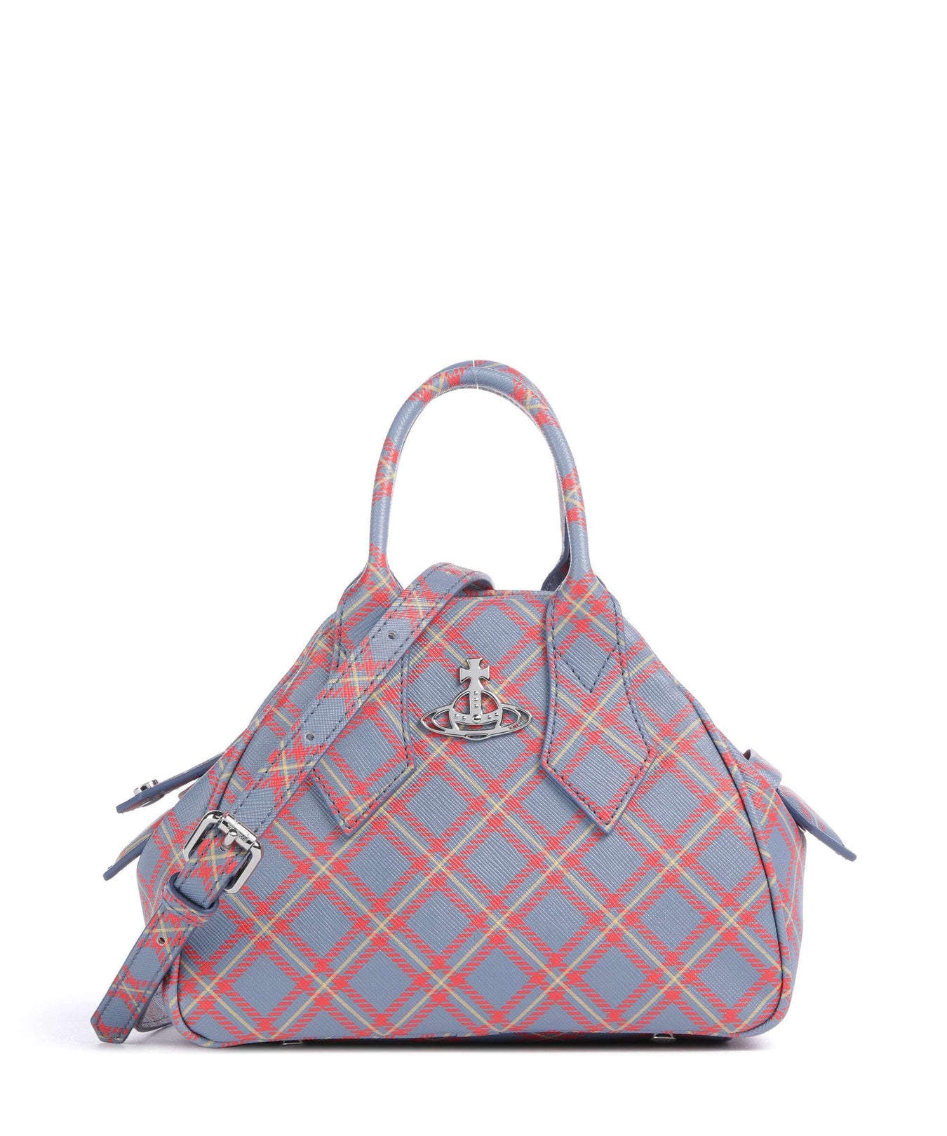 Vivienne Westwood Yasmine Saffiano Printed Small Handbag blue/orange tartan