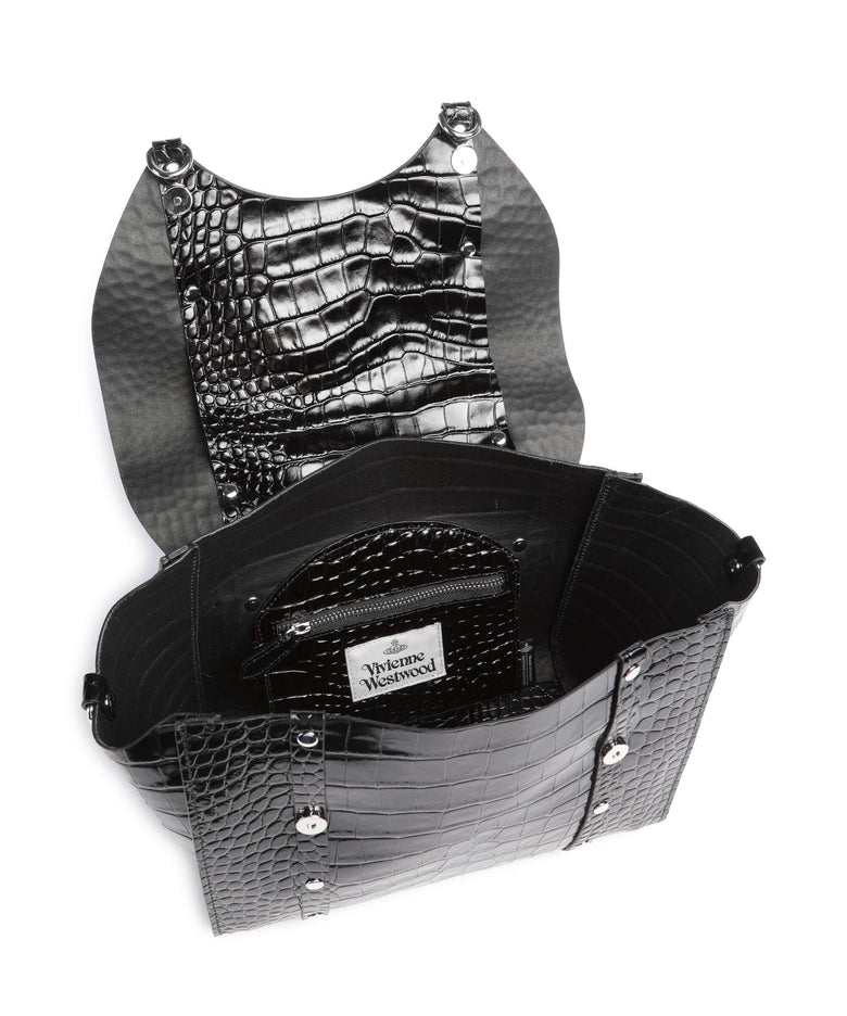 Vivienne Westwood Betty Embossed Croc Medium Handbag black