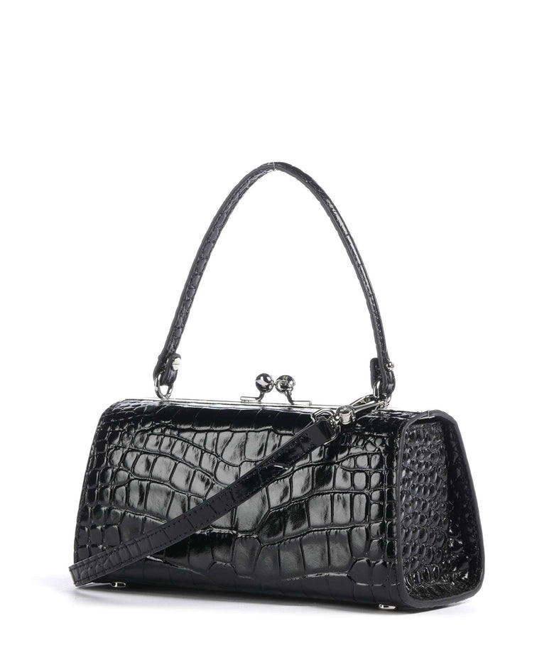 Vivienne Westwood Doll Frame Embossed Croc XL Handbag black