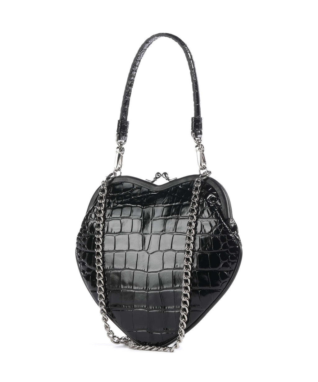 Vivienne Westwood Belle Heart Frame Embossed Croc Crossbody bag black