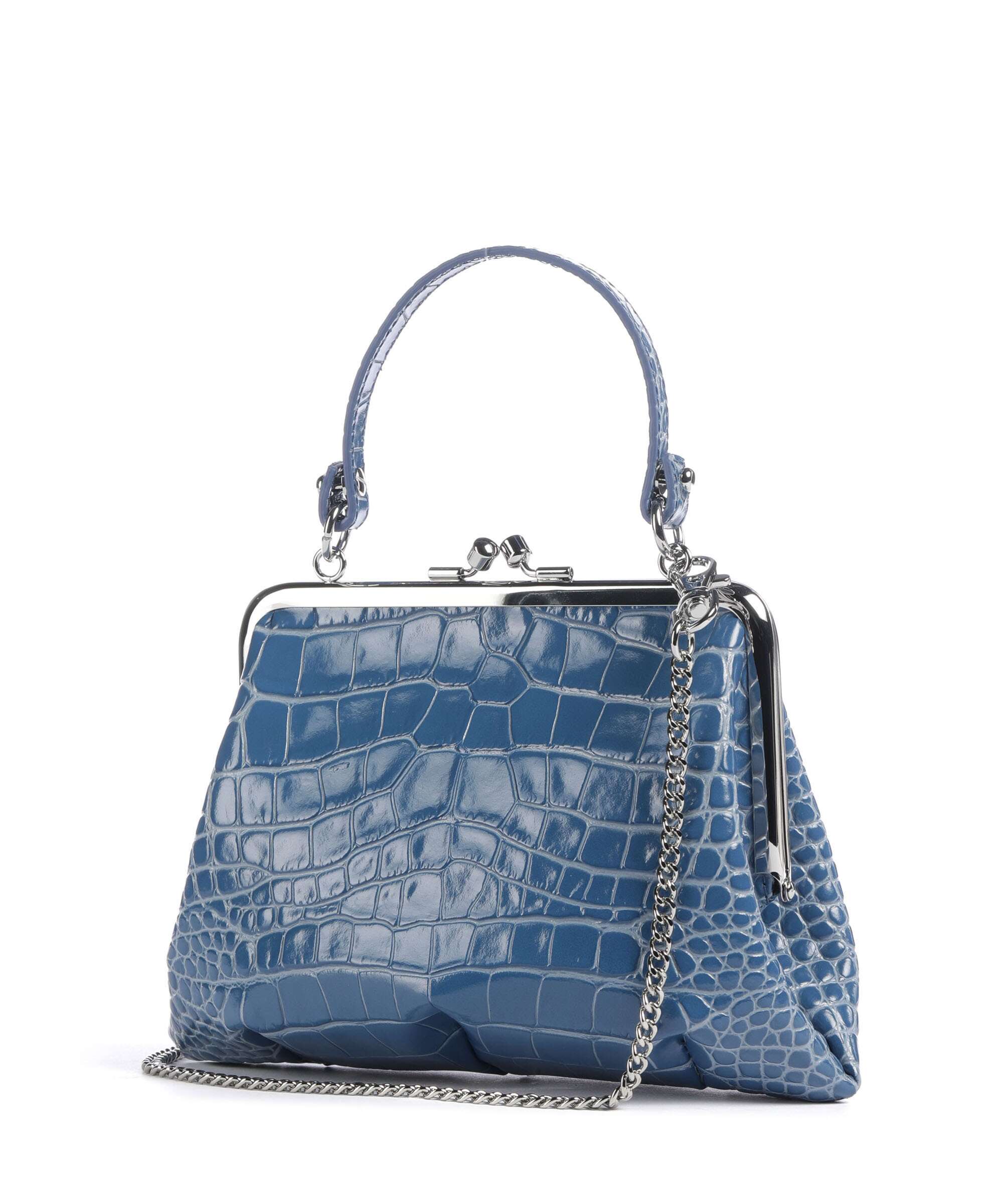 Vivienne Westwood Granny Frame Embossed Croc Handbag blue