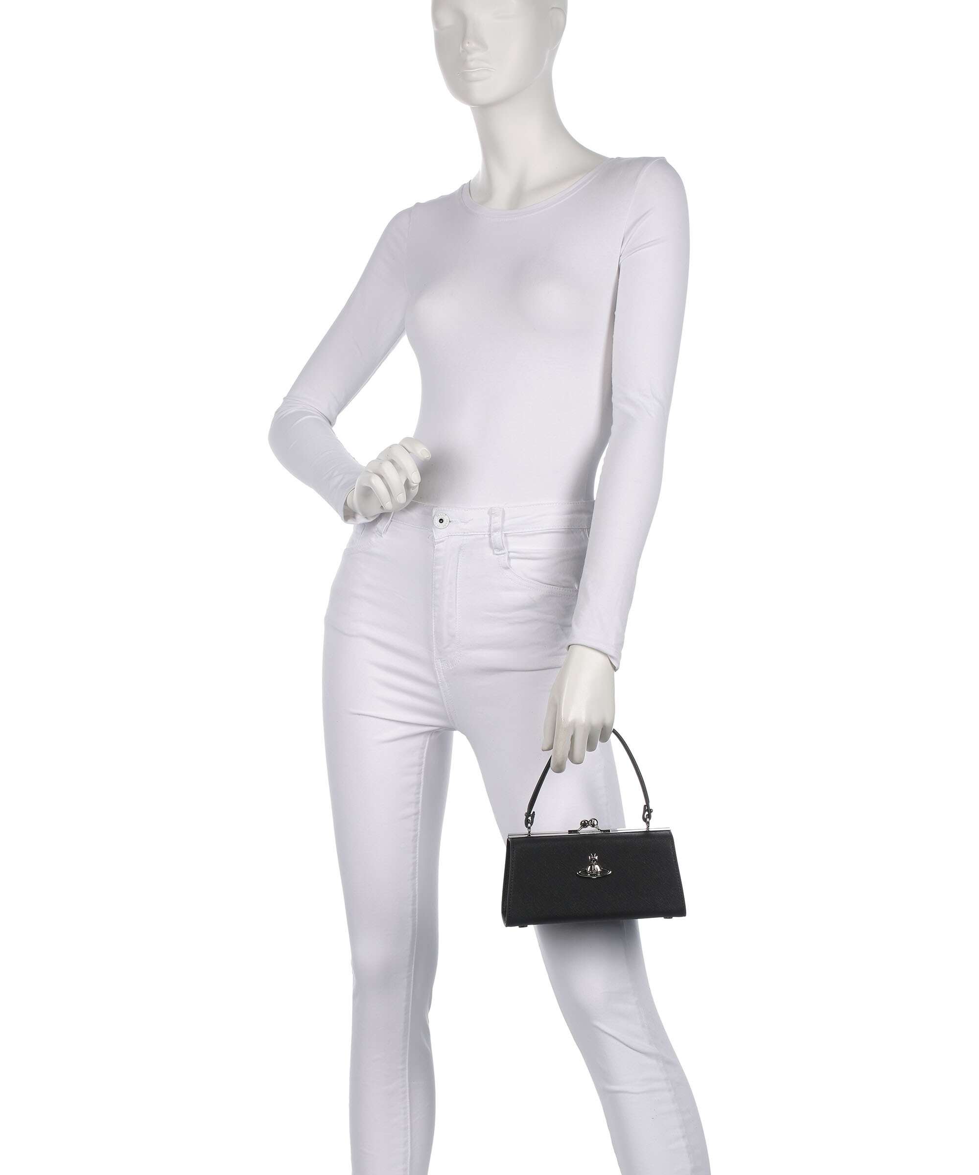 Vivienne Westwood Doll Frame Saffiano XL Handbag black
