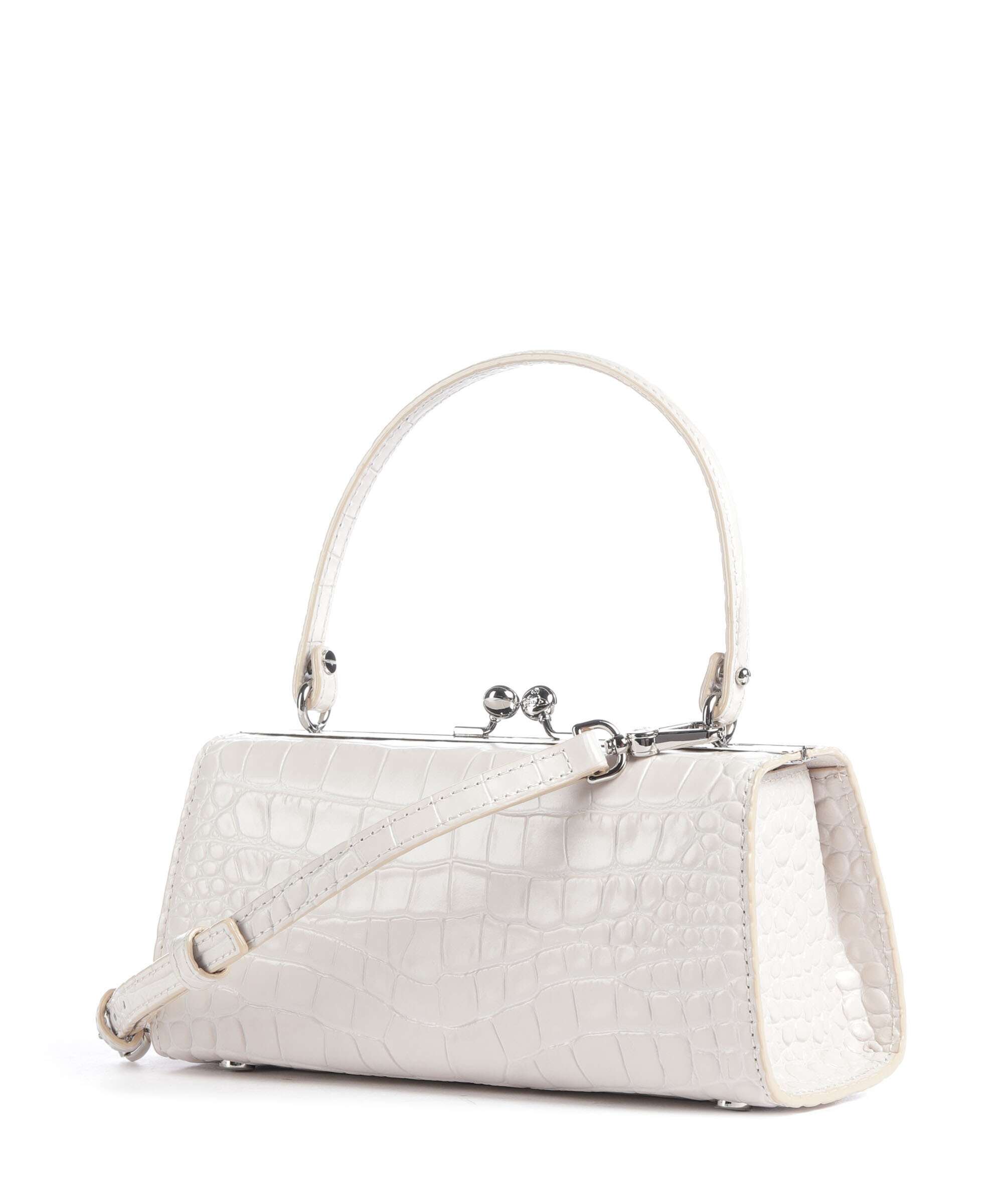 Vivienne Westwood Doll Frame Embossed Croc XL Handbag pearl white