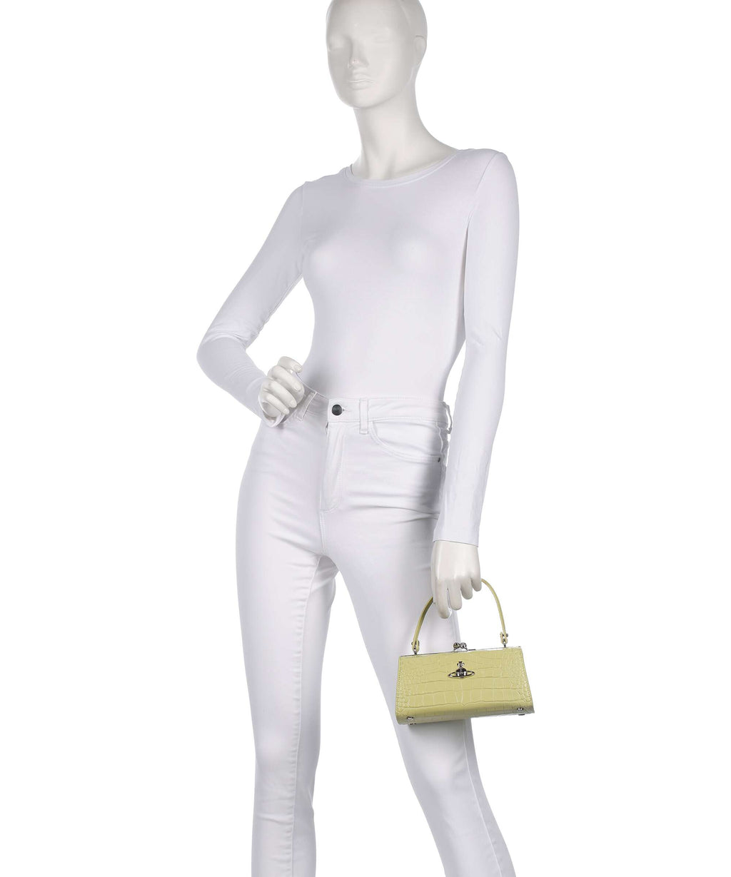 Vivienne Westwood Doll Frame Embossed Croc XL Handbag lime green