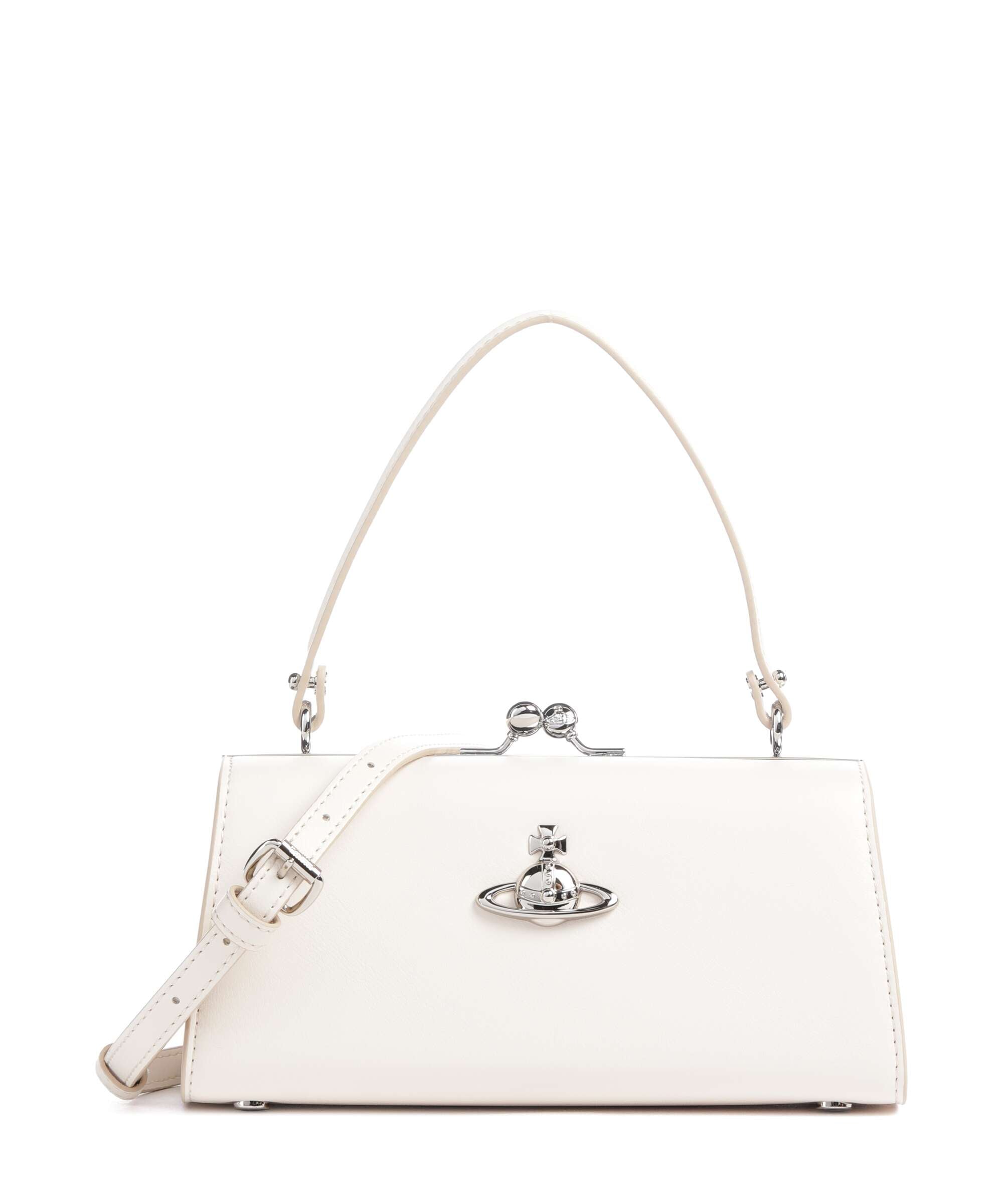 Vivienne Westwood Doll Frame Smooth XL Handbag white