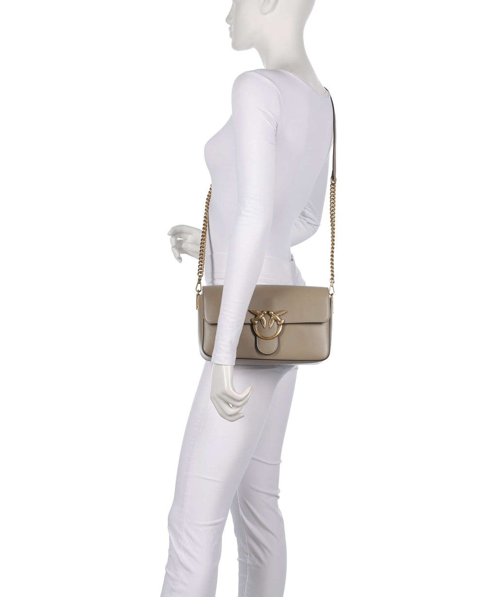 Pinko Love One Classic Slouchy Crossbody bag grigio talpa/antique gold
