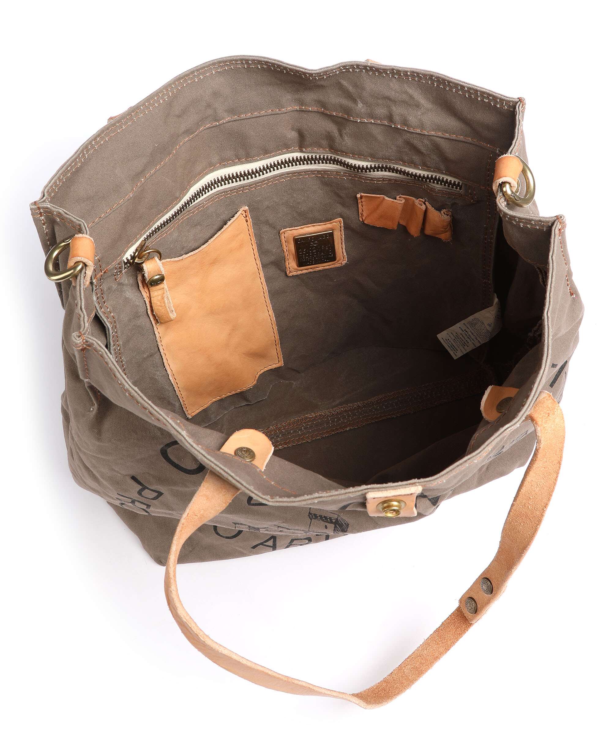 Campomaggi Tote bag verde militare/naturale/nera