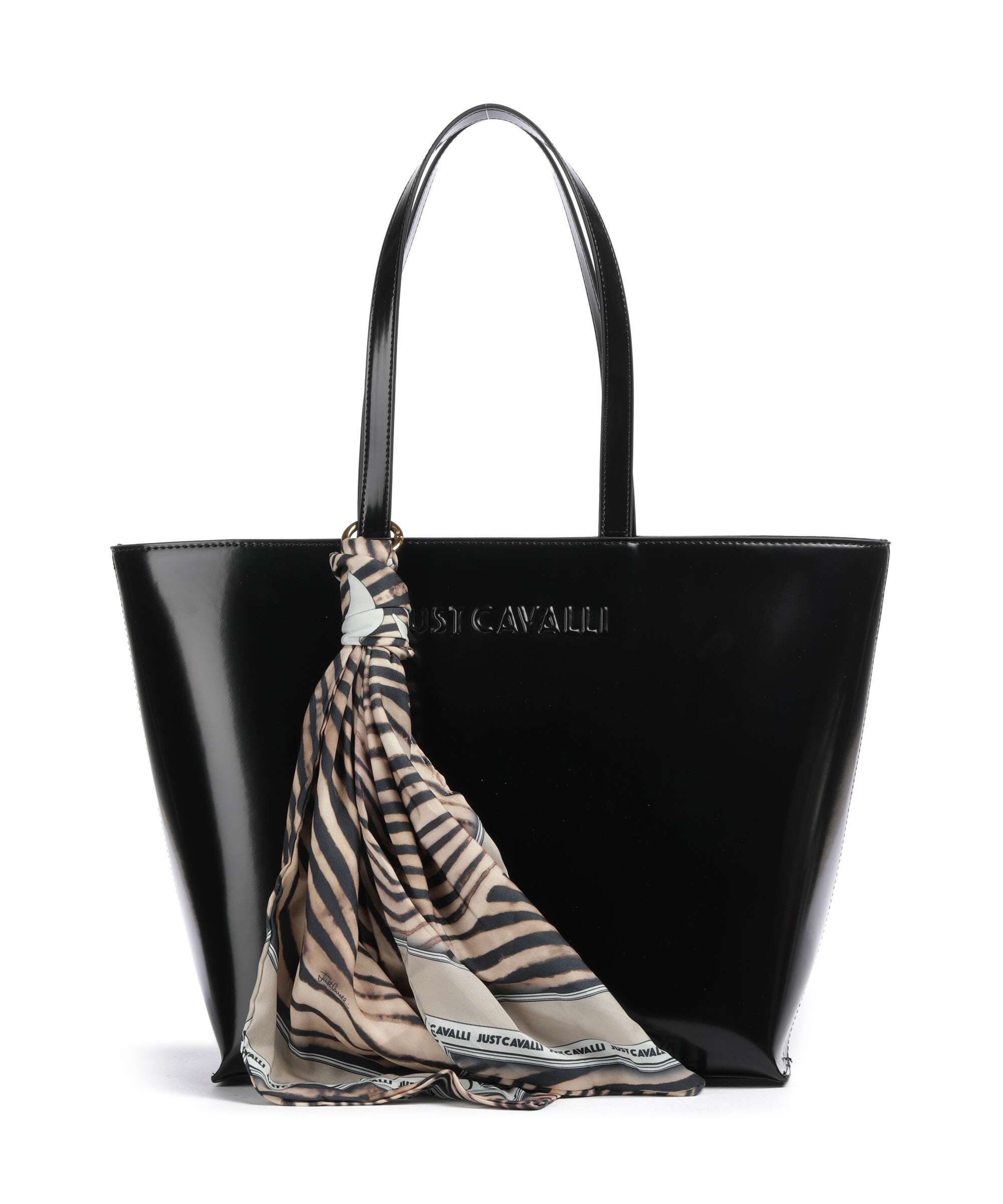 Just Cavalli Chain Foulard Tote bag black