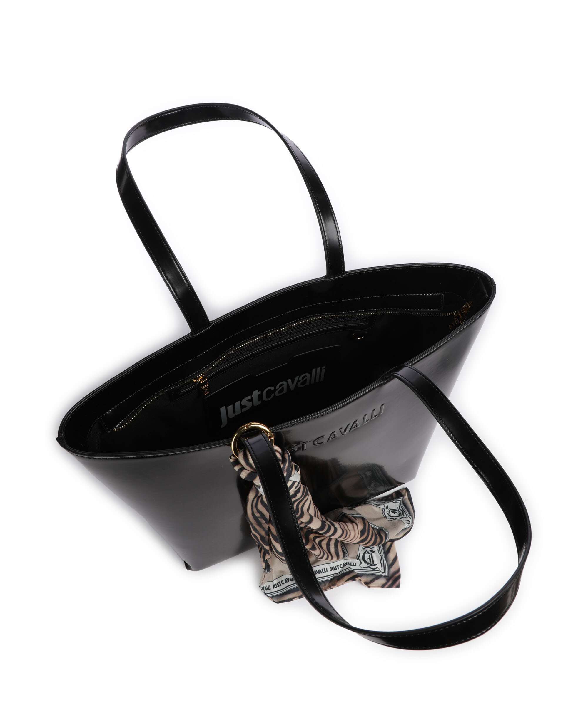 Just Cavalli Chain Foulard Tote bag black