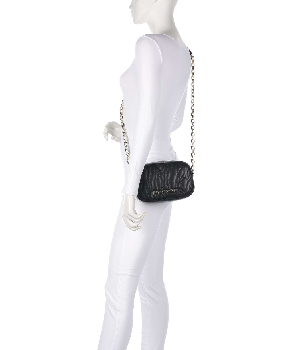 Just Cavalli Quilted Zebra Crossbody bag black