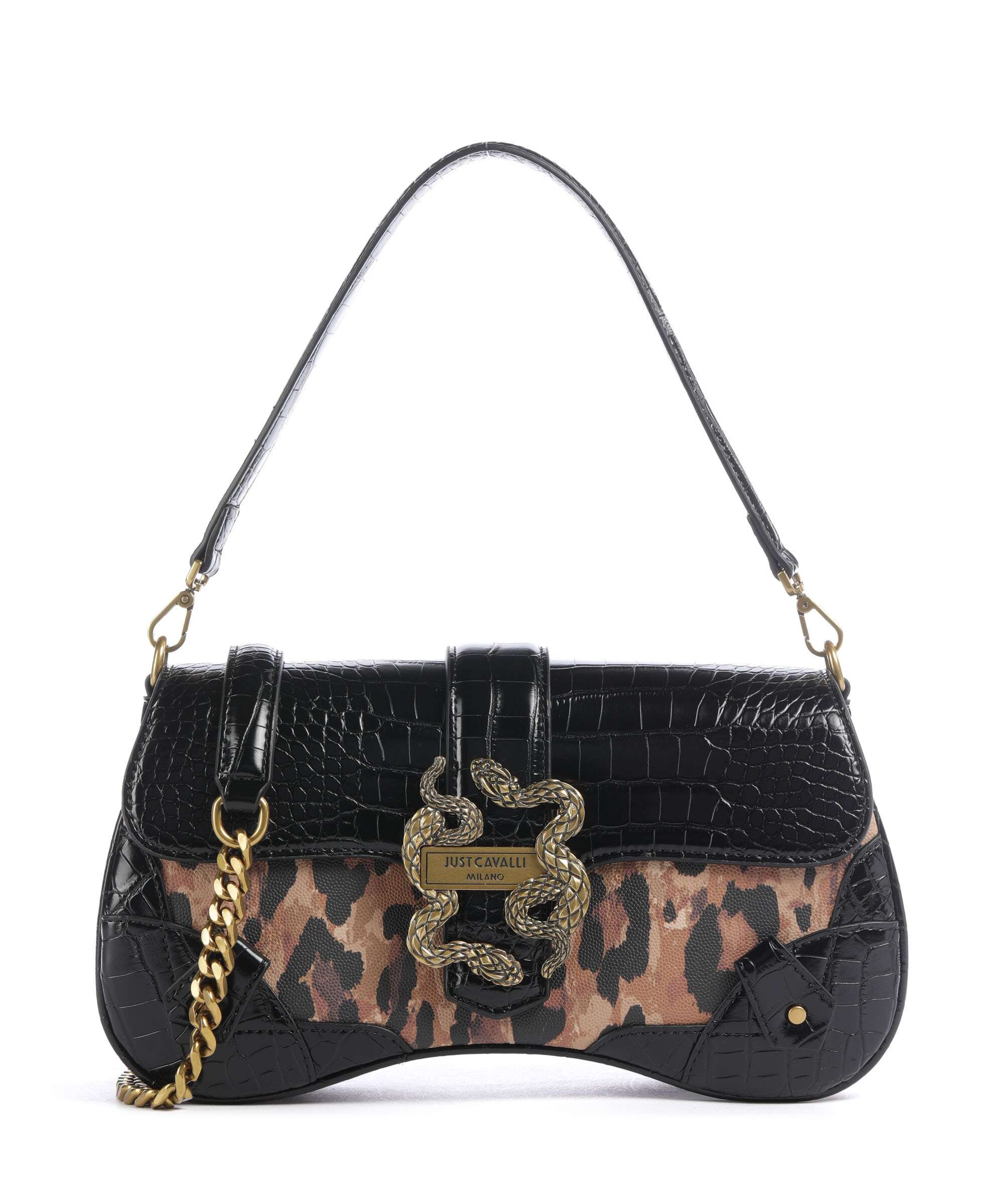 Just Cavalli Iconic Snakes Shoulder bag macula/black