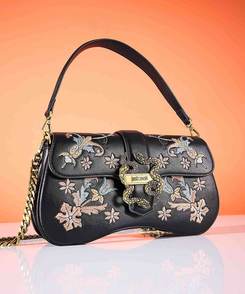 Just Cavalli Iconic Snakes Shoulder bag black