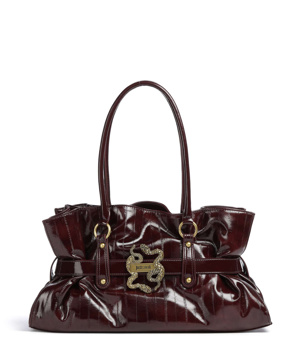 Just Cavalli Iconic Snakes Bow Tote bag cordovan