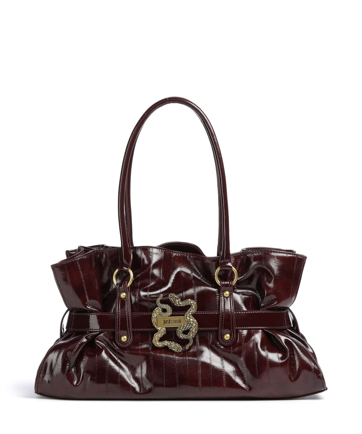 Just Cavalli Iconic Snakes Bow Tote bag cordovan