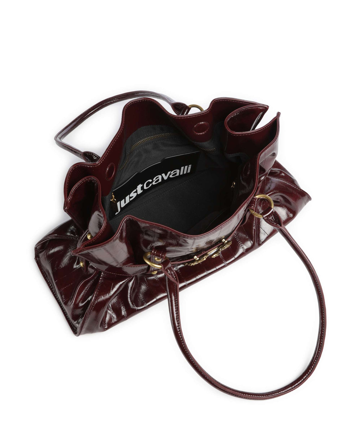 Just Cavalli Iconic Snakes Bow Tote bag cordovan