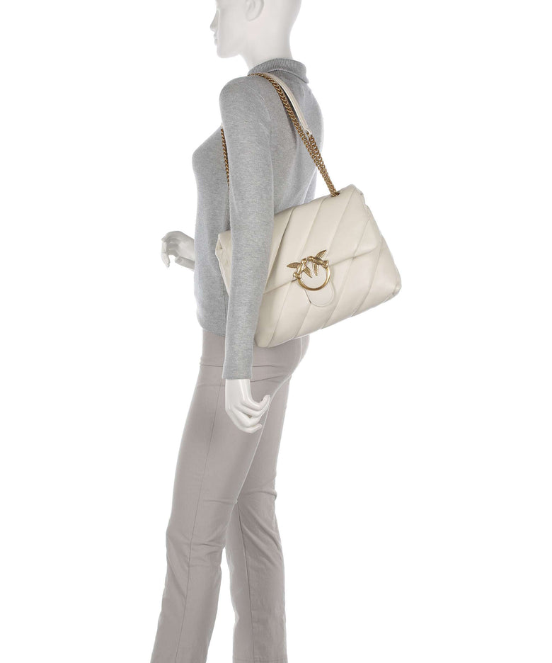 Pinko Love Puff Big Shoulder bag bianco seta/antique gold