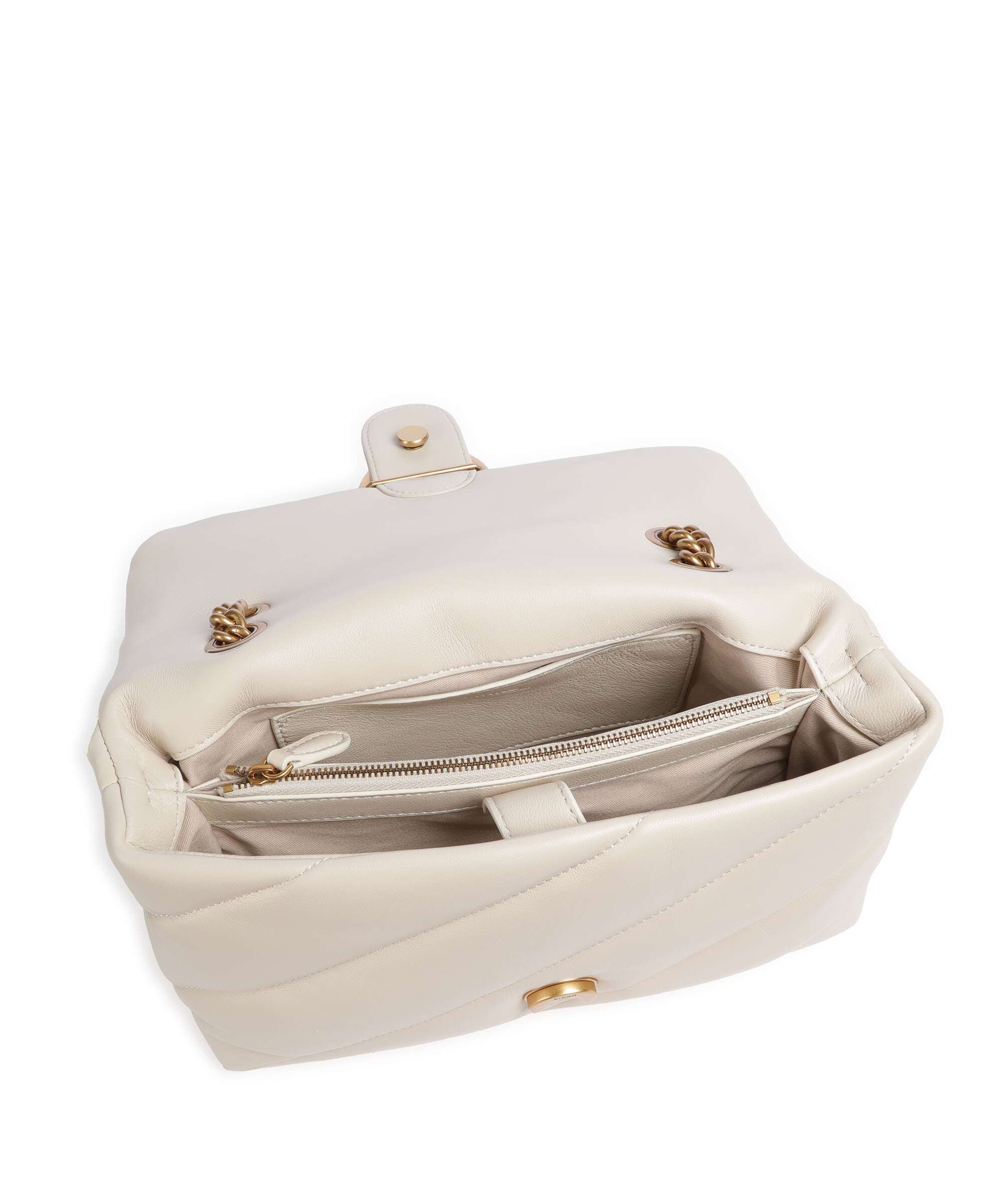 Pinko Love Puff Classic Shoulder bag bianco seta/antique gold