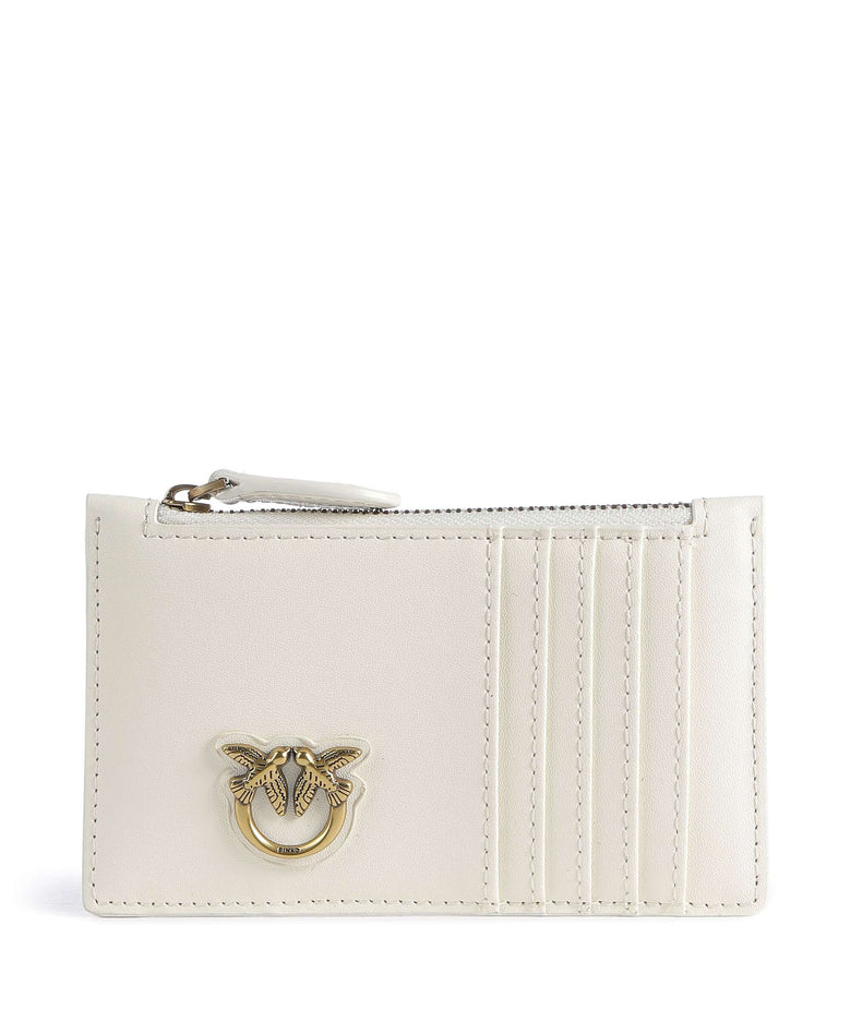 Pinko Airone Credit card holder bianco seta/antique gold