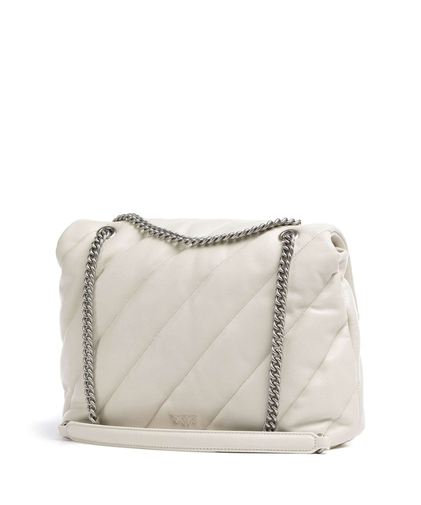 Pinko Love Puff Big Shoulder bag bianco seta/old silver