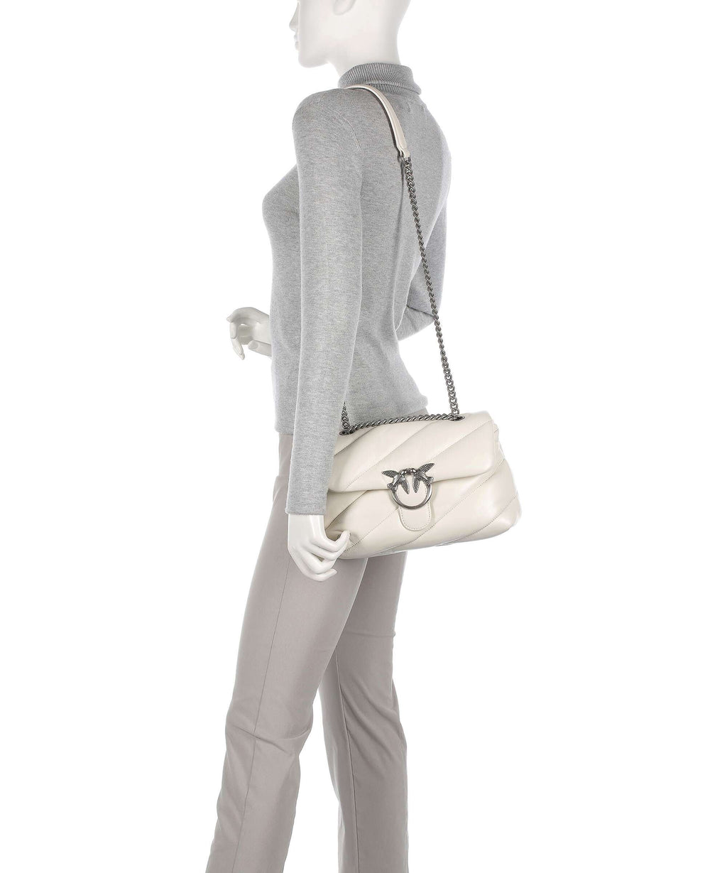 Pinko Love Puff Classic Shoulder bag bianco seta/old silver
