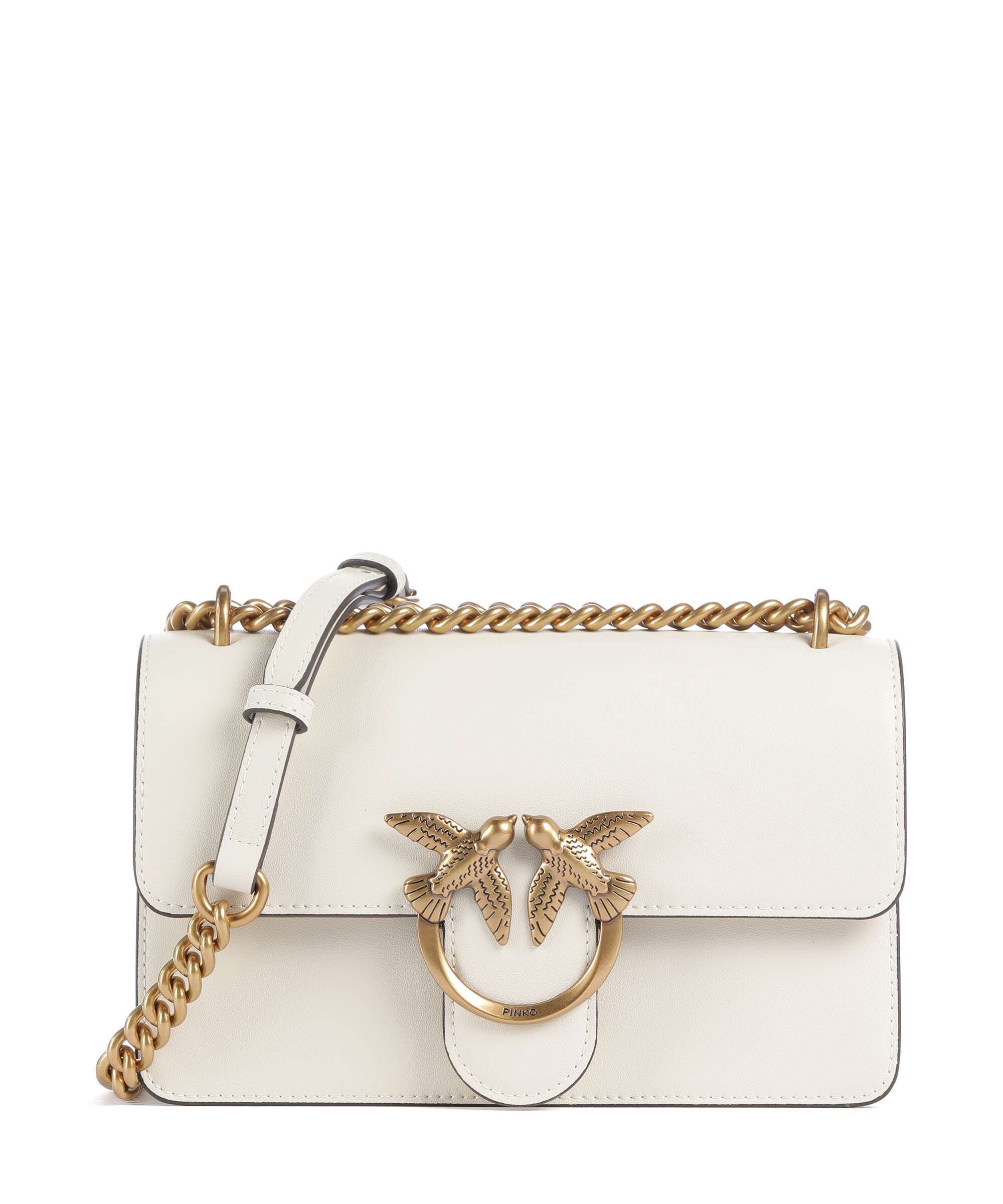 Pinko Love One Mini Shoulder bag bianco seta/antique gold