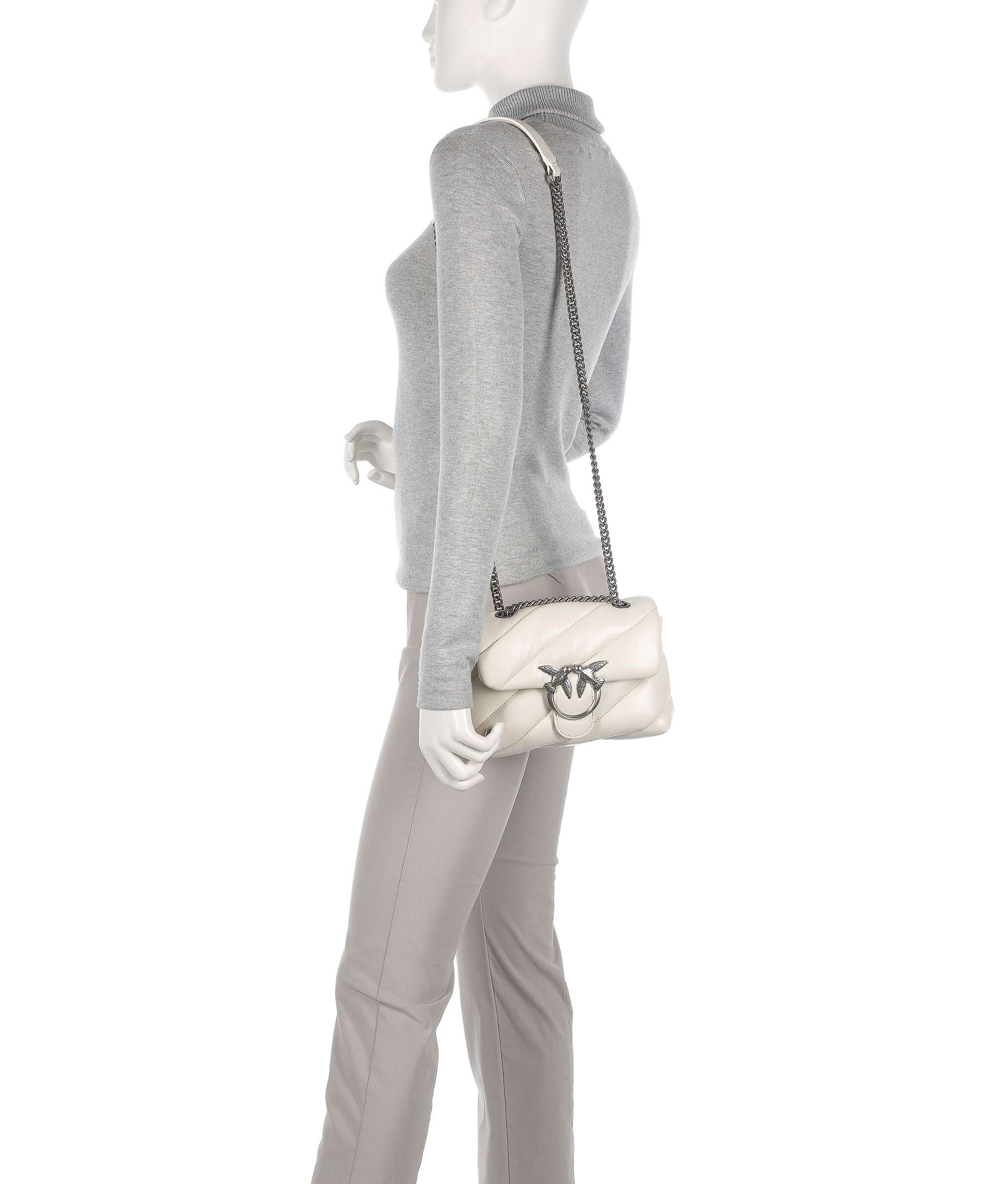 Pinko Love Puff Mini Shoulder bag bianco seta/old silver