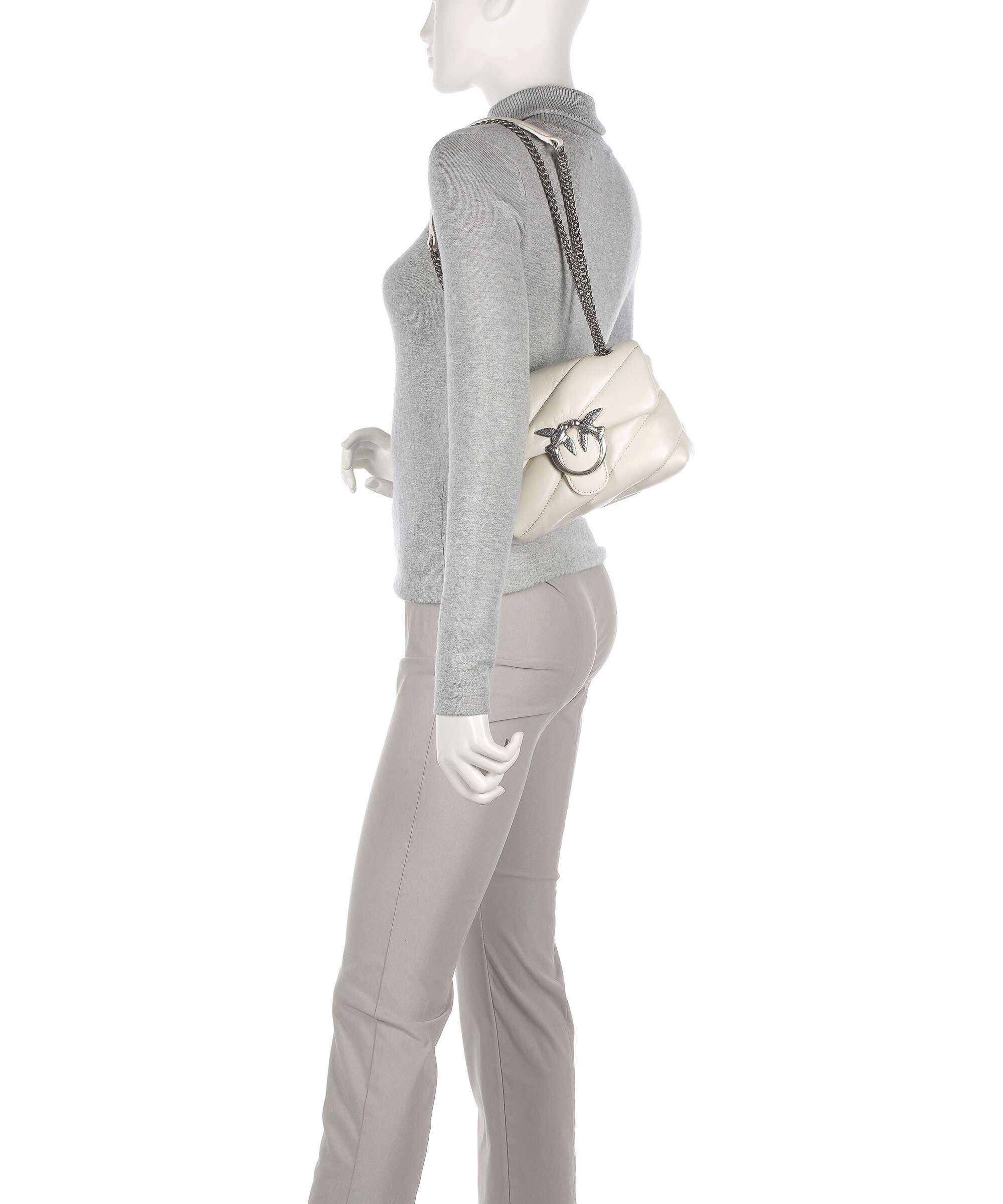 Pinko Love Puff Mini Shoulder bag bianco seta/old silver